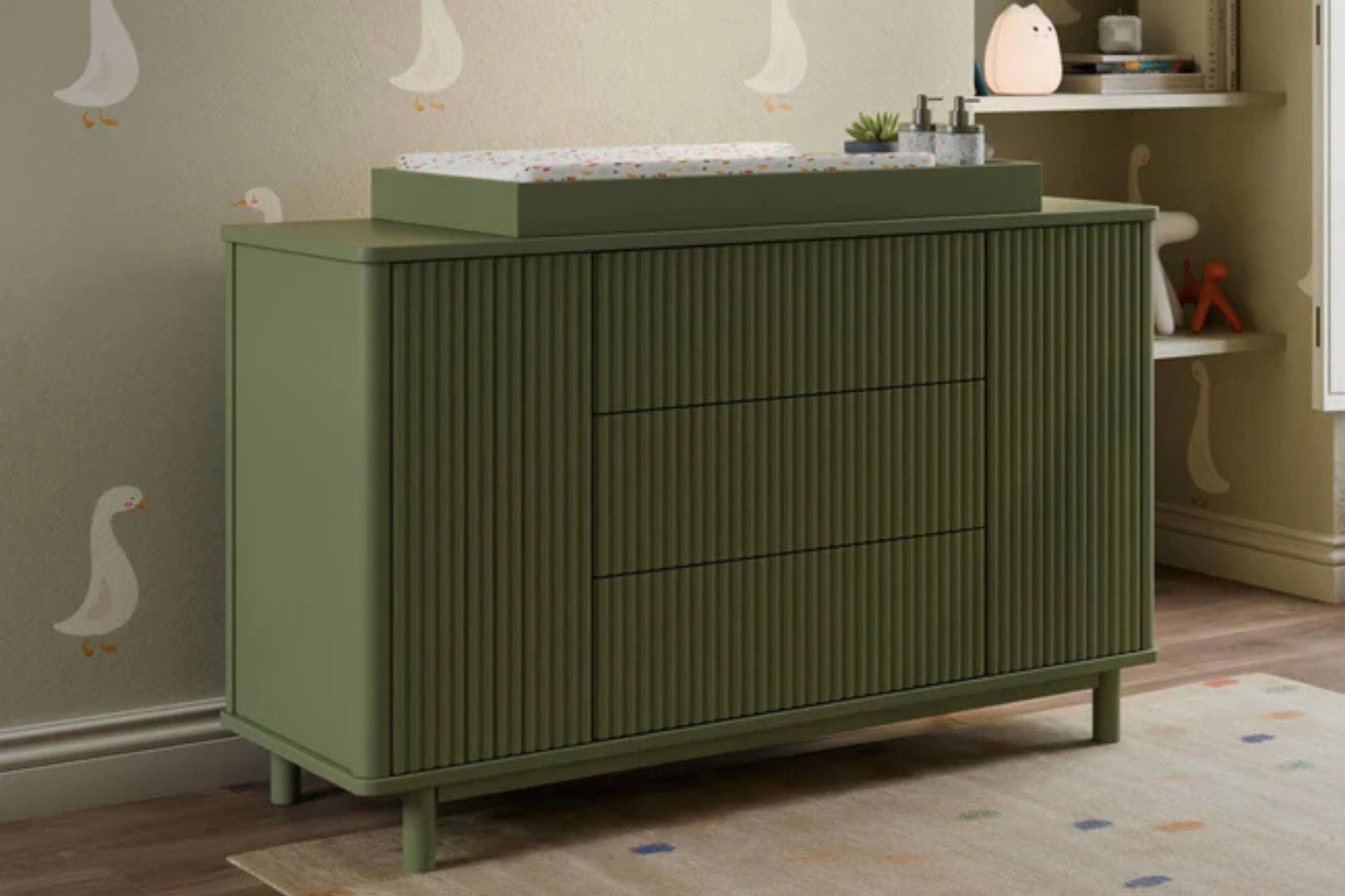 Babyletto Pogo Tambour Assembled Dresser #color_olive