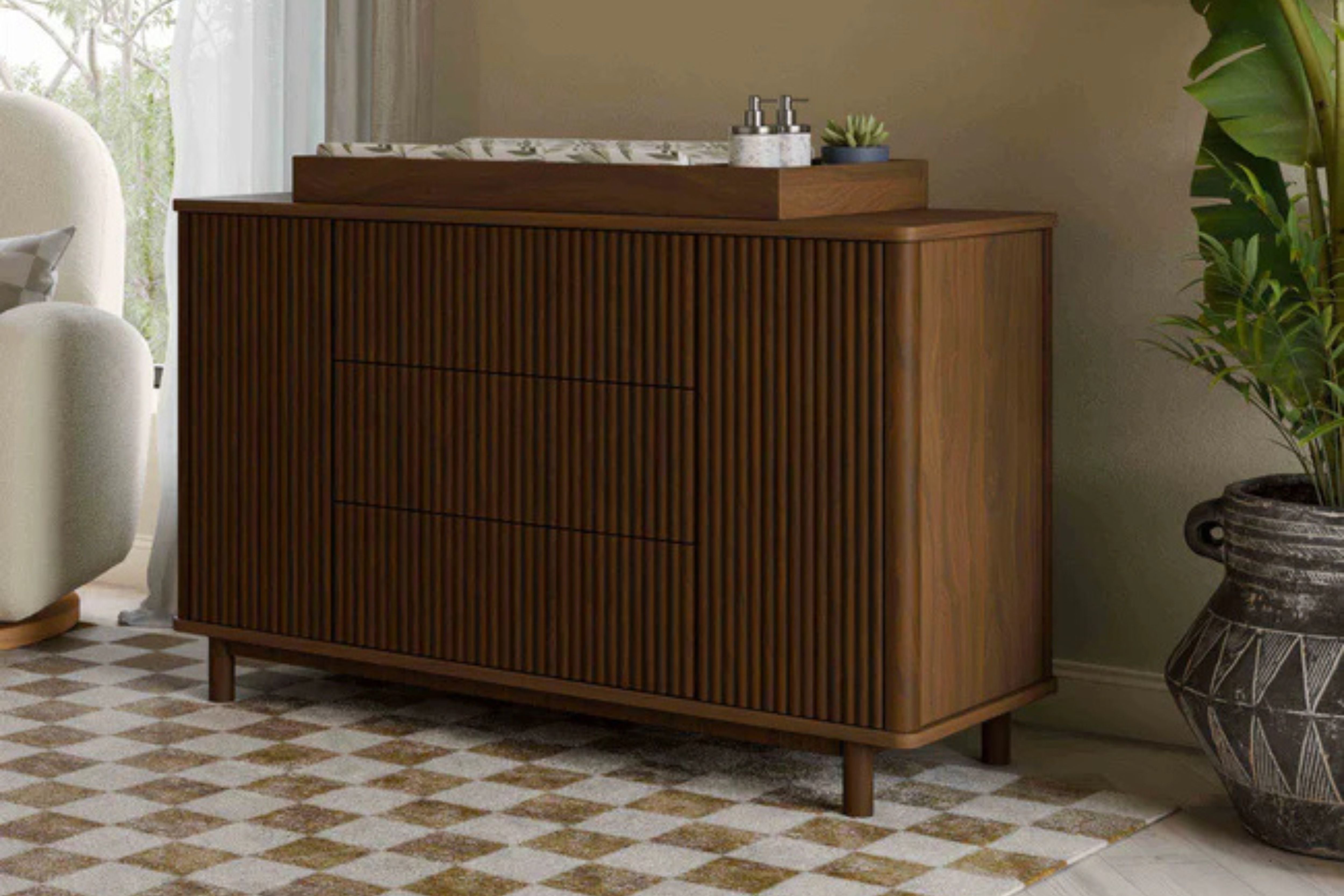 Babyletto Pogo Tambour Assembled Dresser #color_walnut
