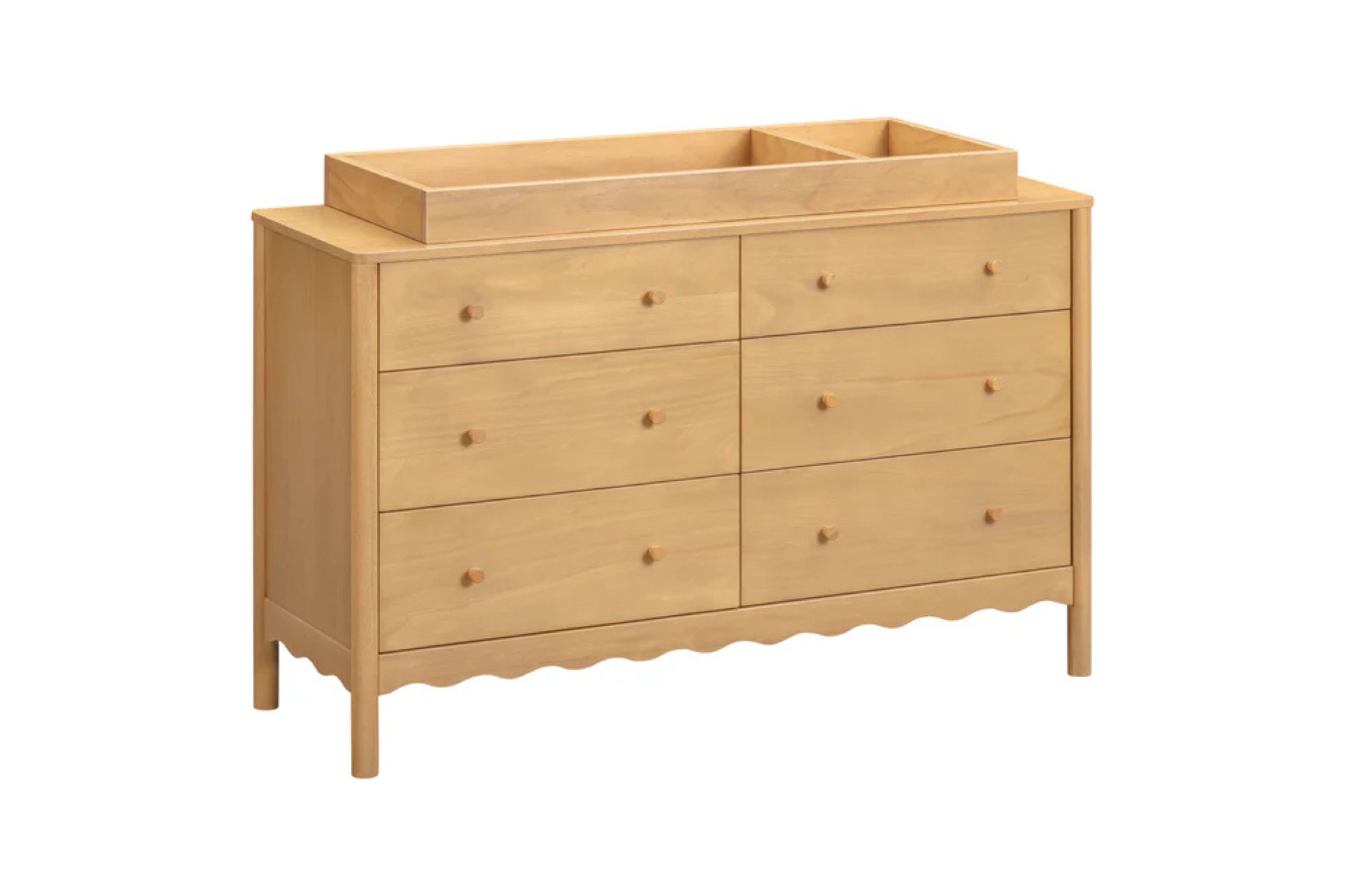 The Babyletto Swell 6-Drawer Assembled Dresser with removable changing tray #color_honey