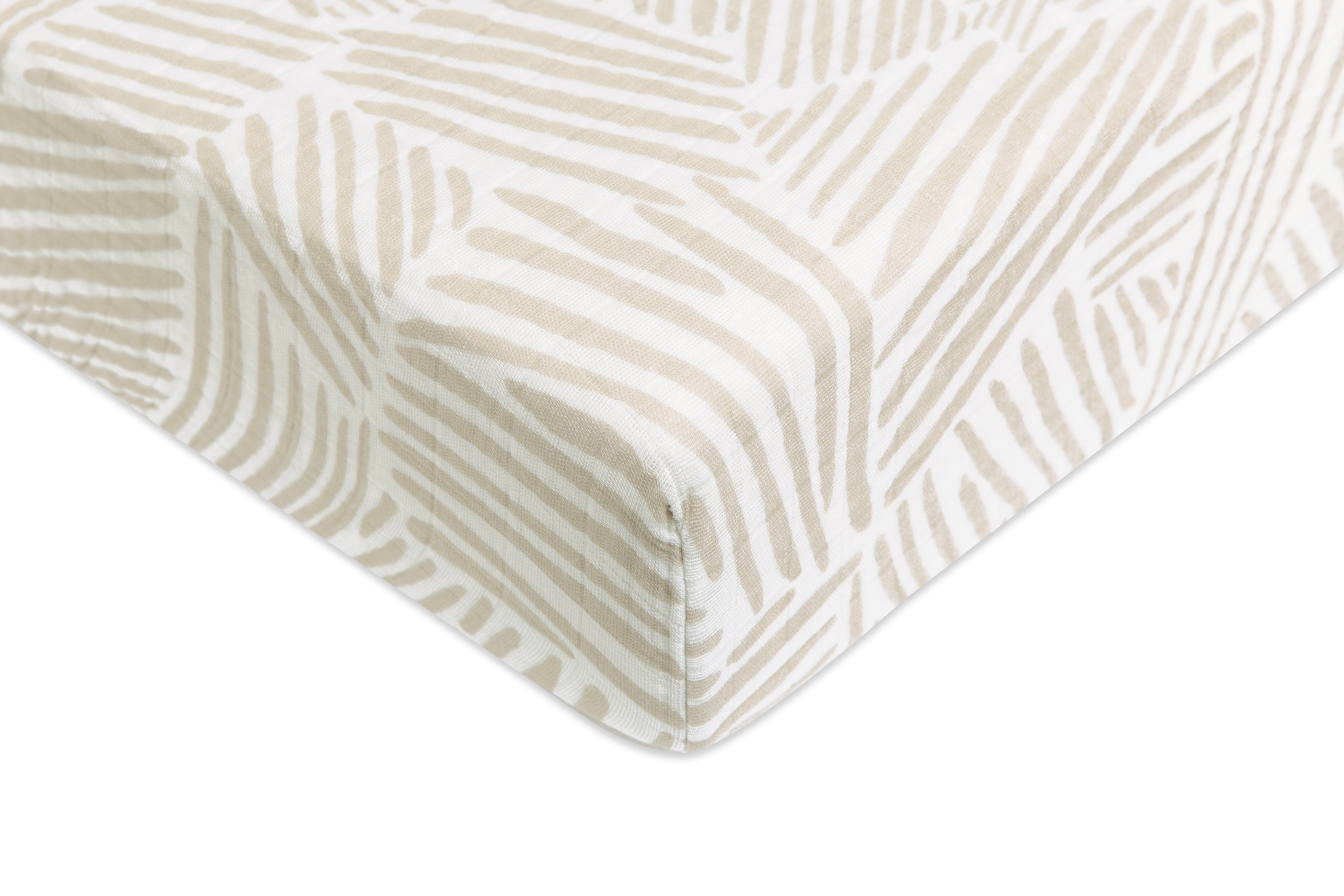Babyletto Organic Muslin Cotton Baby Cot Sheet Oat Stripe