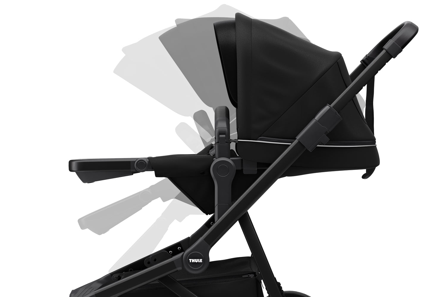 Thule Sleek Convertible Single to Double Urban Stroller Black Adjustable seat positions