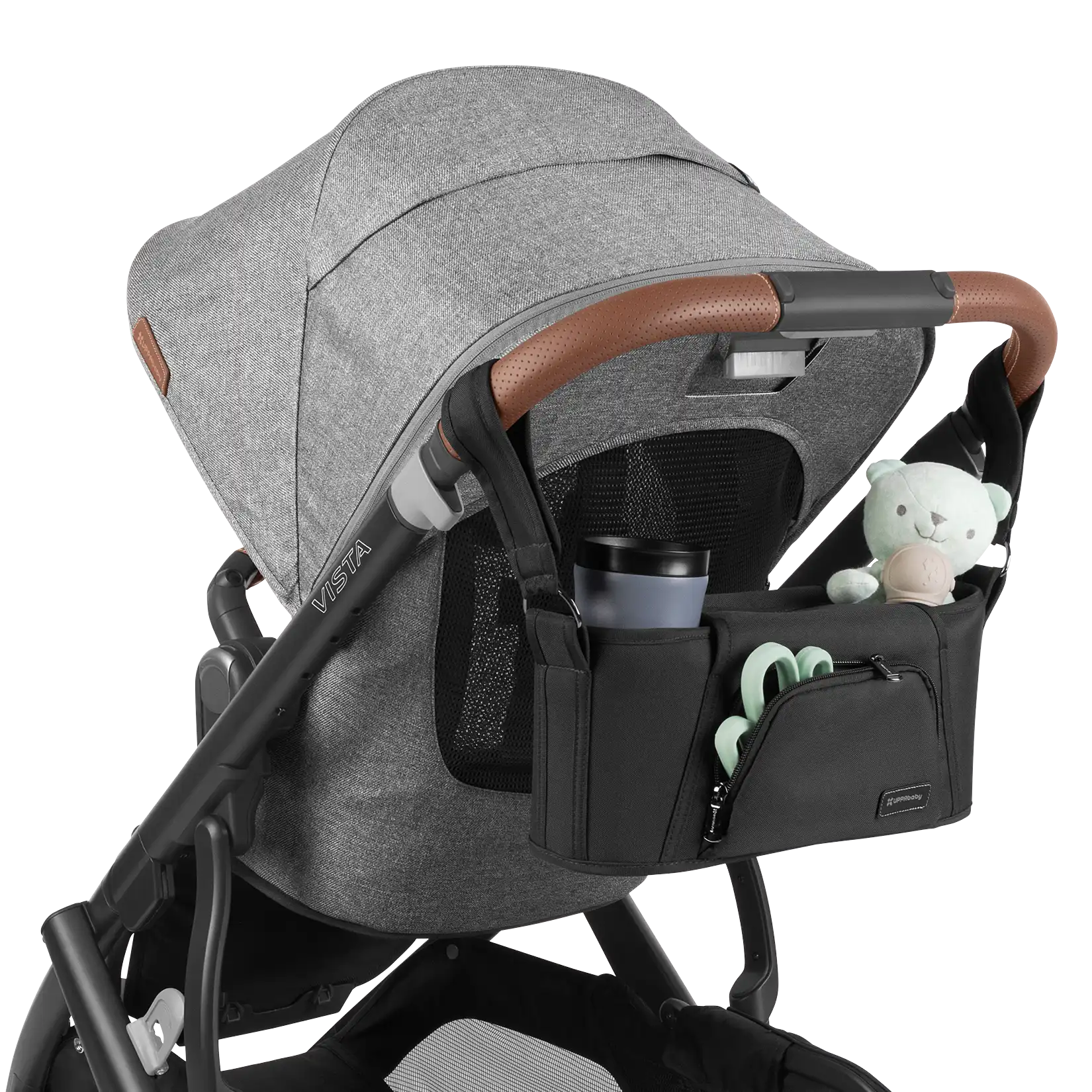 UPPAbaby Carry-All Parent Organizer attached to UPPAbaby Vista Stroller (For Vista and Cruz) #color_charcoal