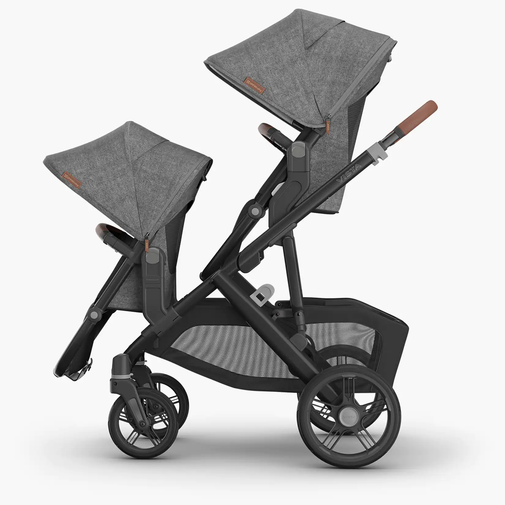UPPAbaby Vista Stroller in double seat unit configuration with the UPPAbaby RumbleSeat V3 #color_greyson