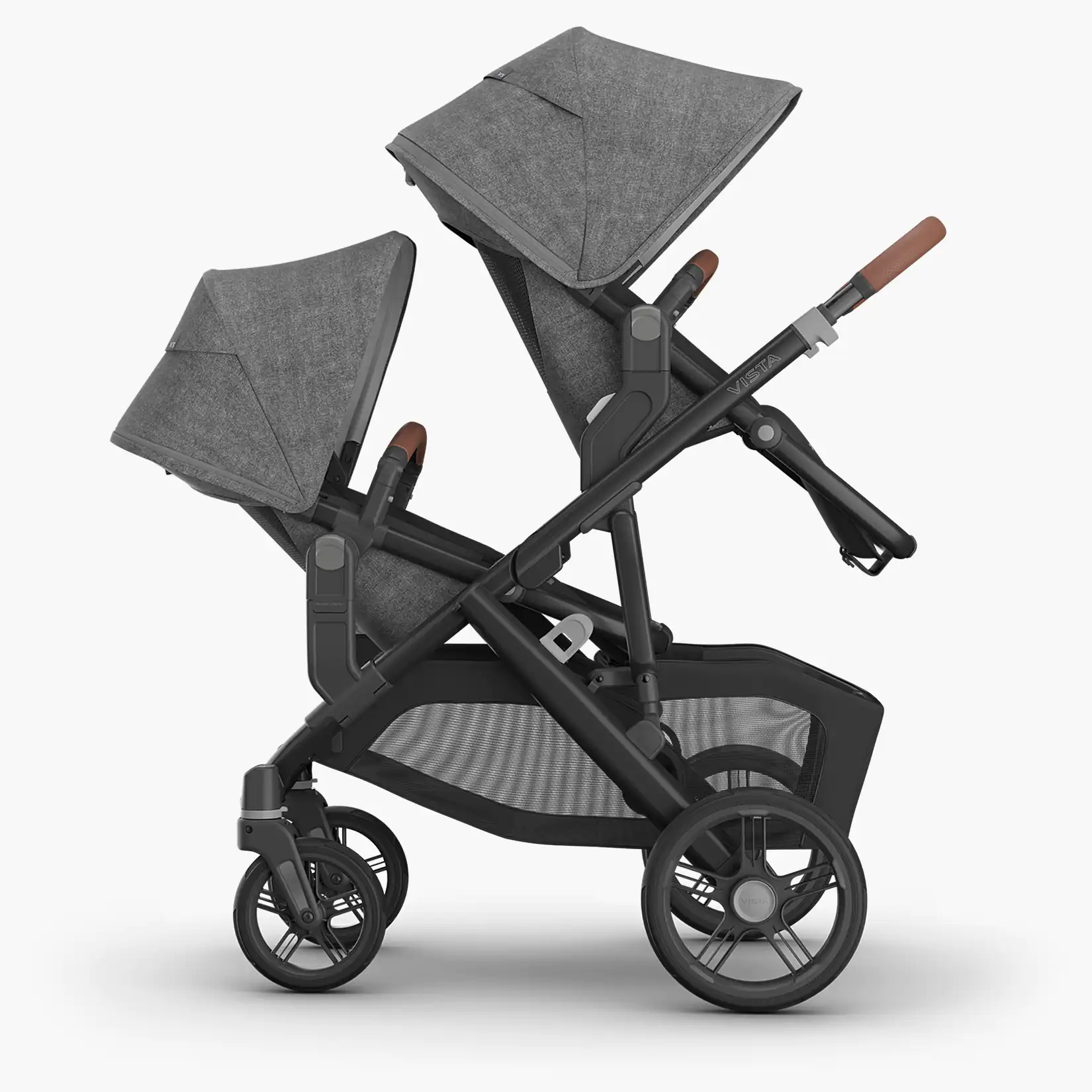 UPPAbaby Vista Stroller in double seat unit configuration with the UPPAbaby RumbleSeat V3 #color_greyson