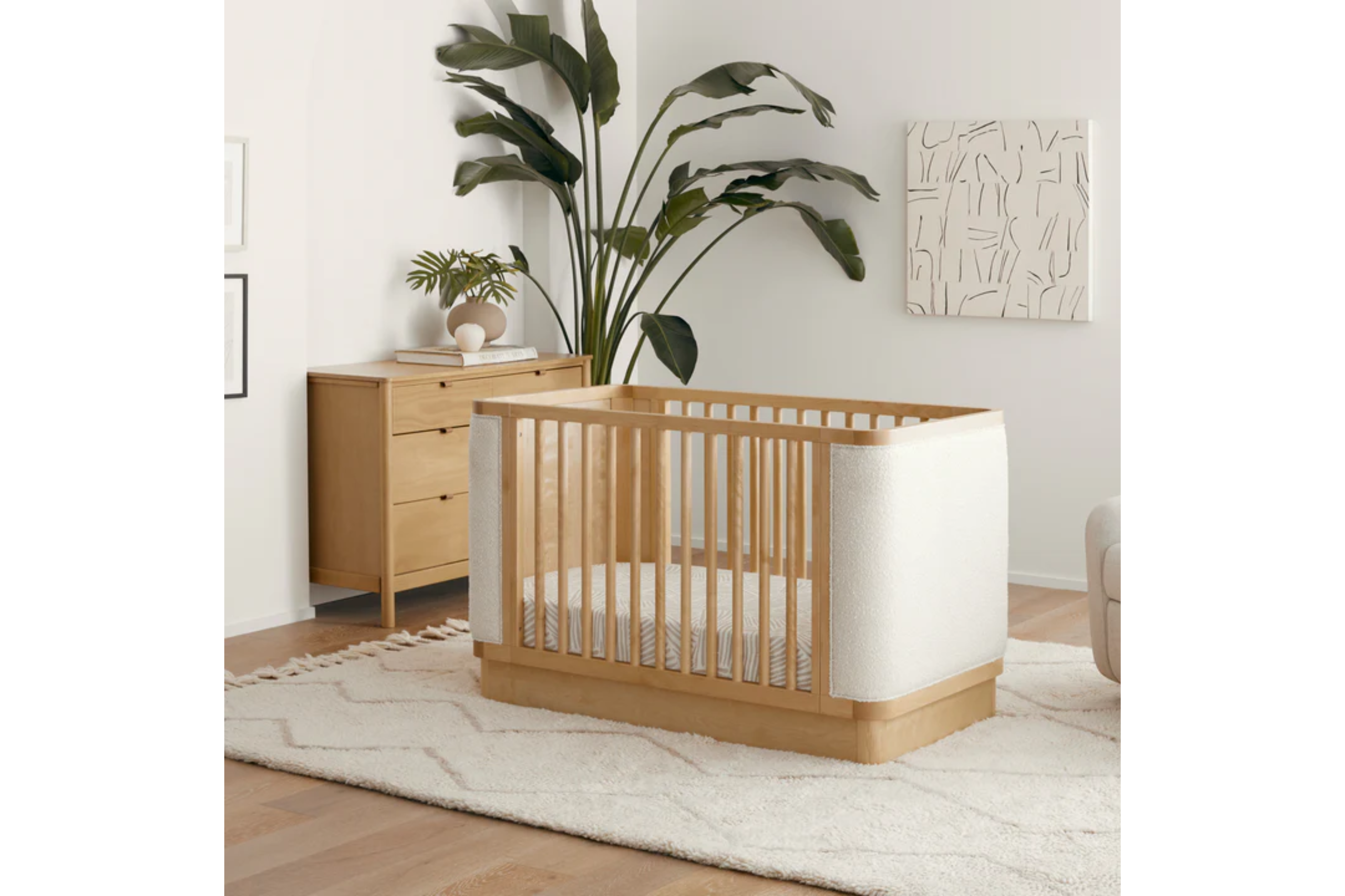 Babyletto Bondi 3 in 1 Convertible Crib in Honey and Ivory Boucle