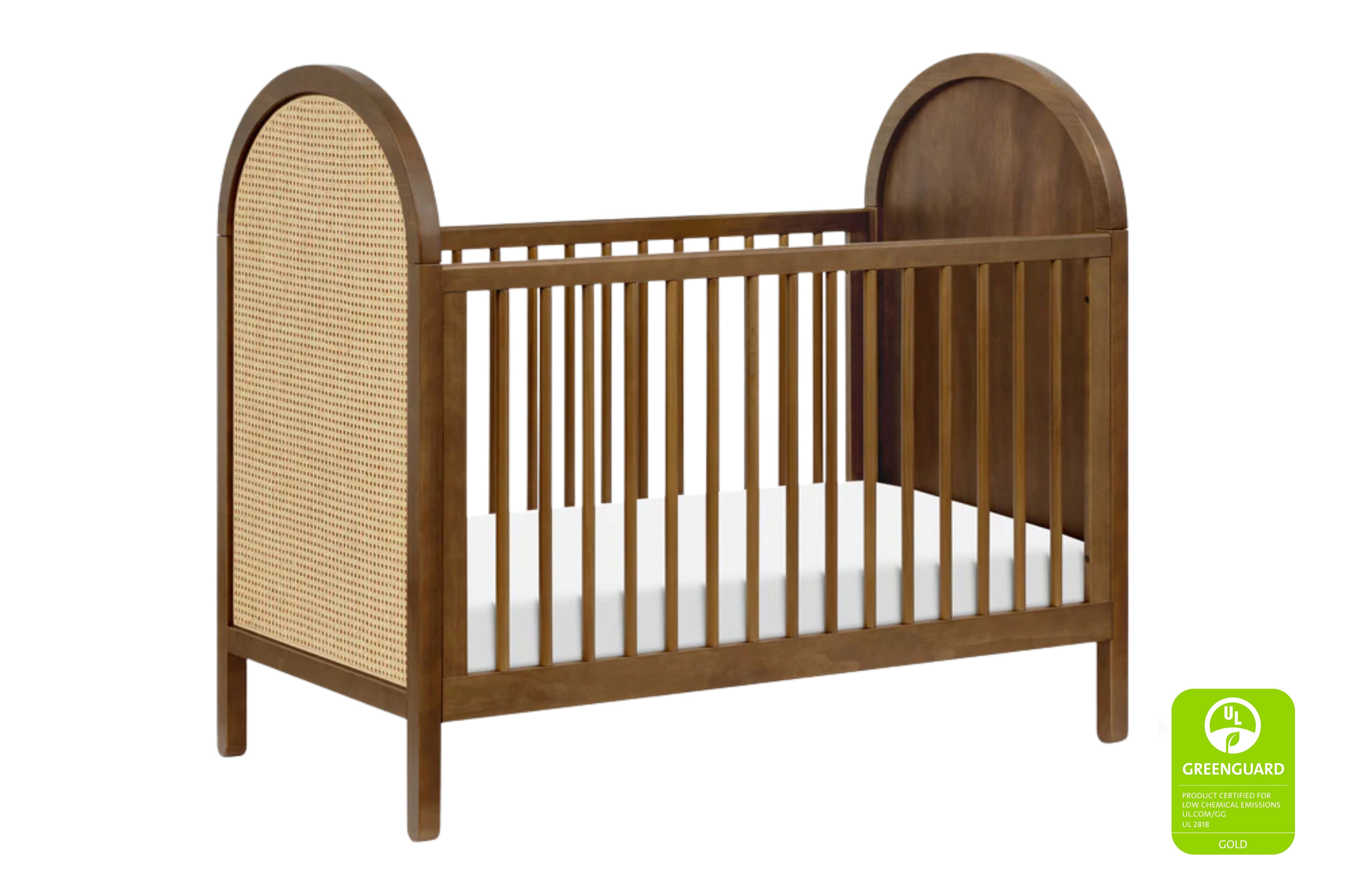 Babyletto Bondi Convertible Crib In Walnut with natural cane#color_natural-walnut-with-natural-cane