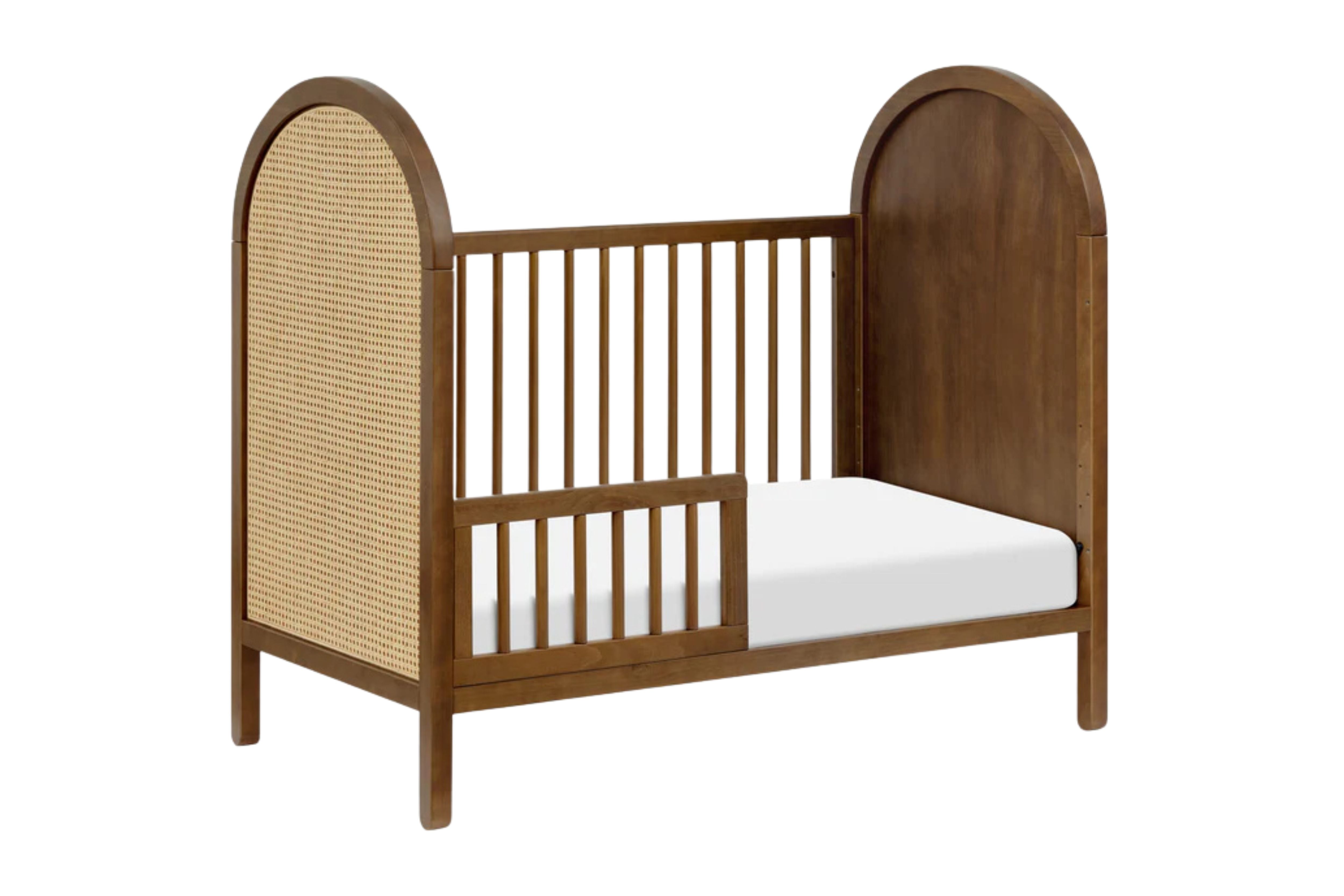 Babyletto Bondi Convertible Crib In Walnut with natural cane#color_natural-walnut-with-natural-cane