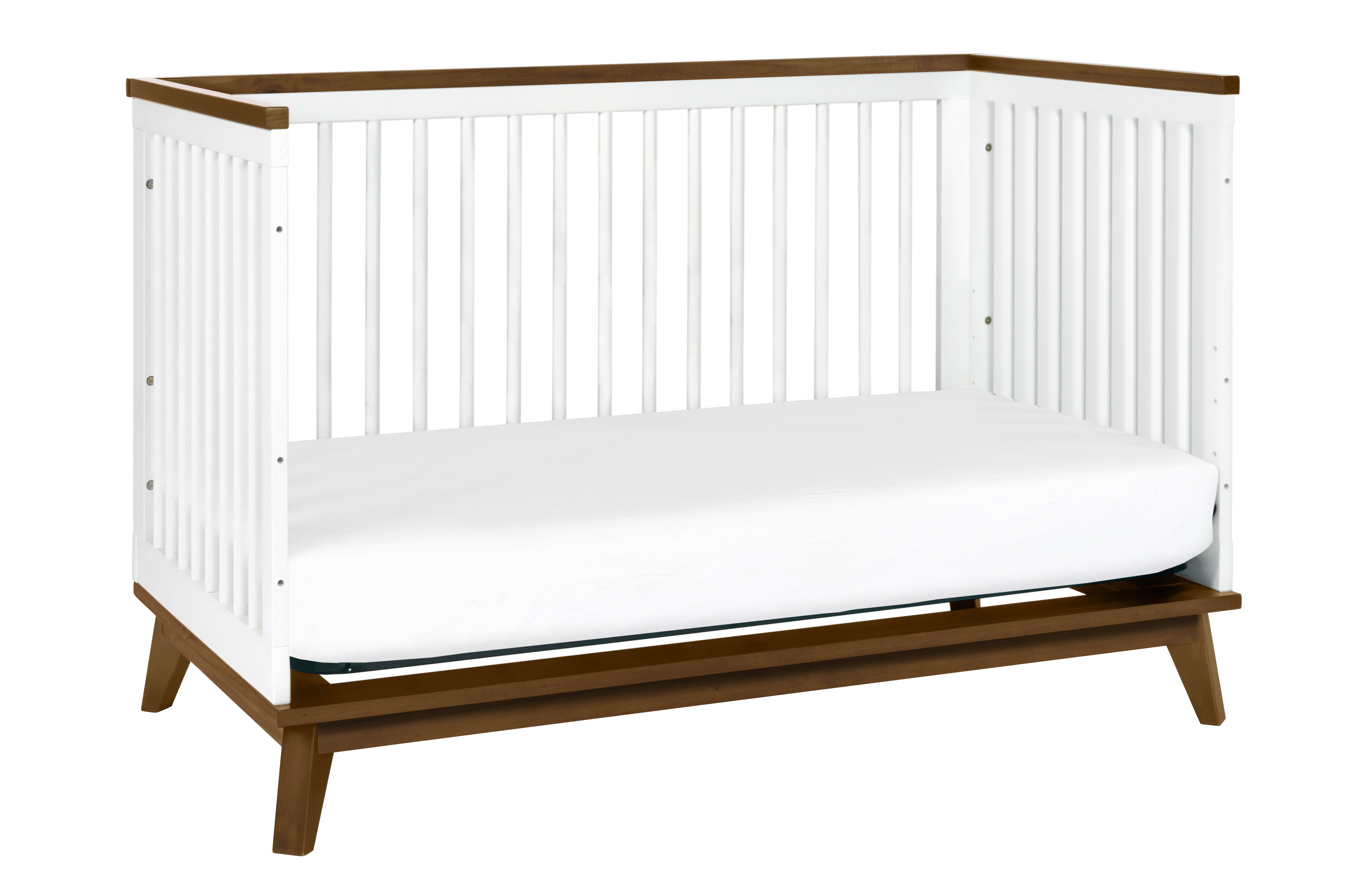 Babyletto Scoot Crib White Walnut#color_white-and-walnut