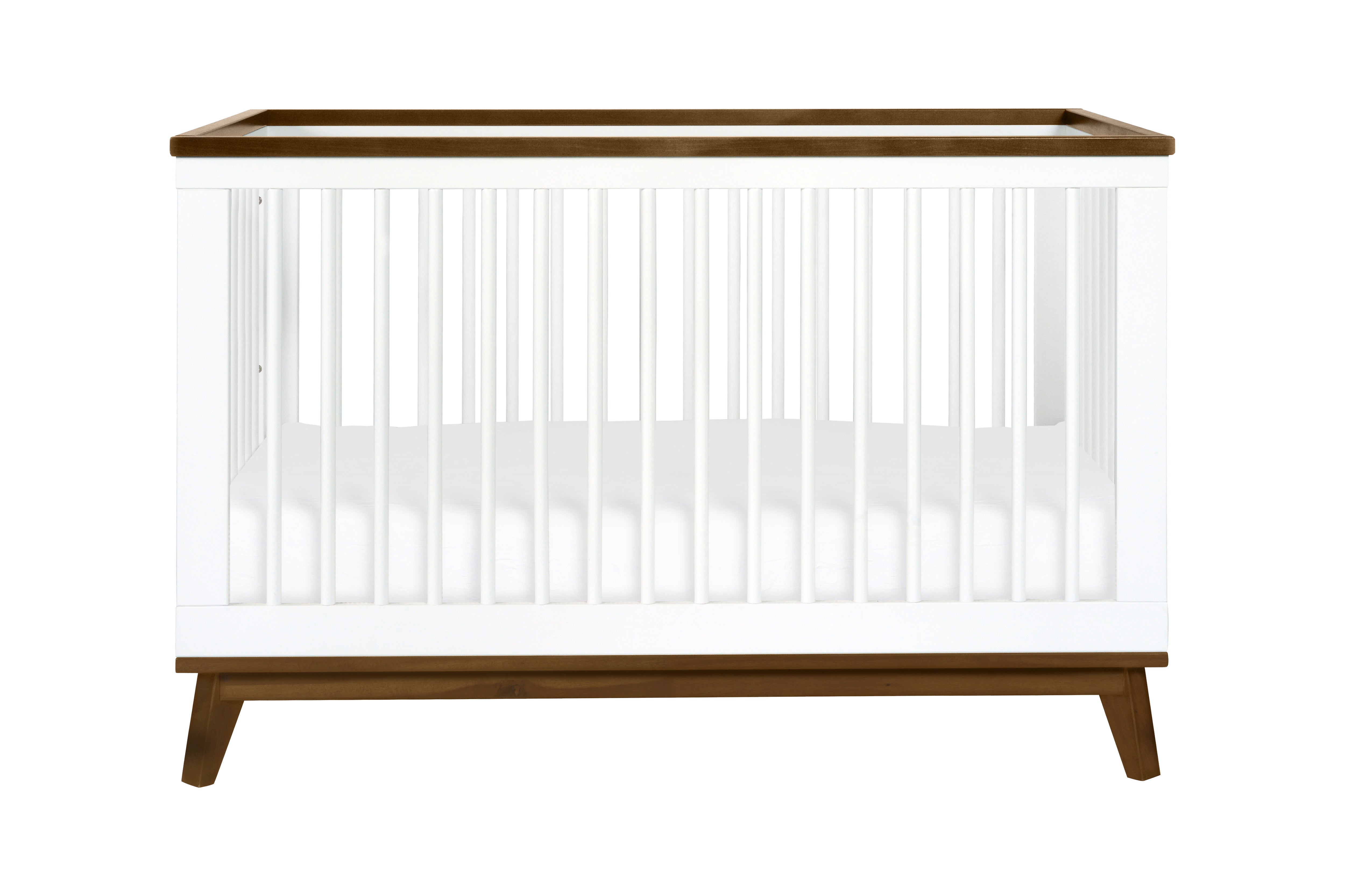 Babyletto Scoot Crib White Walnut#color_white-and-walnut