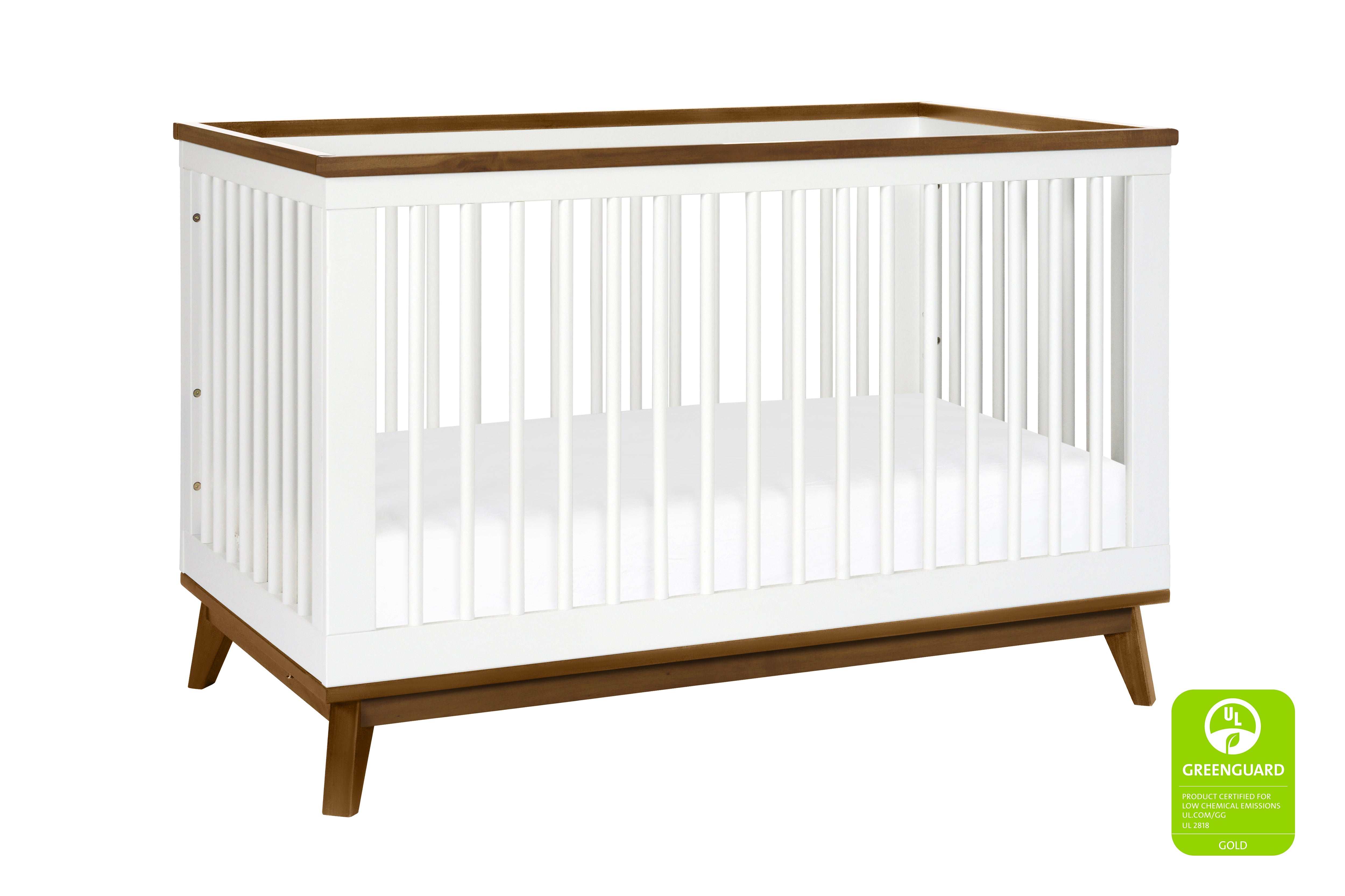 Babyletto Scoot Crib White Walnut#color_white-and-walnut