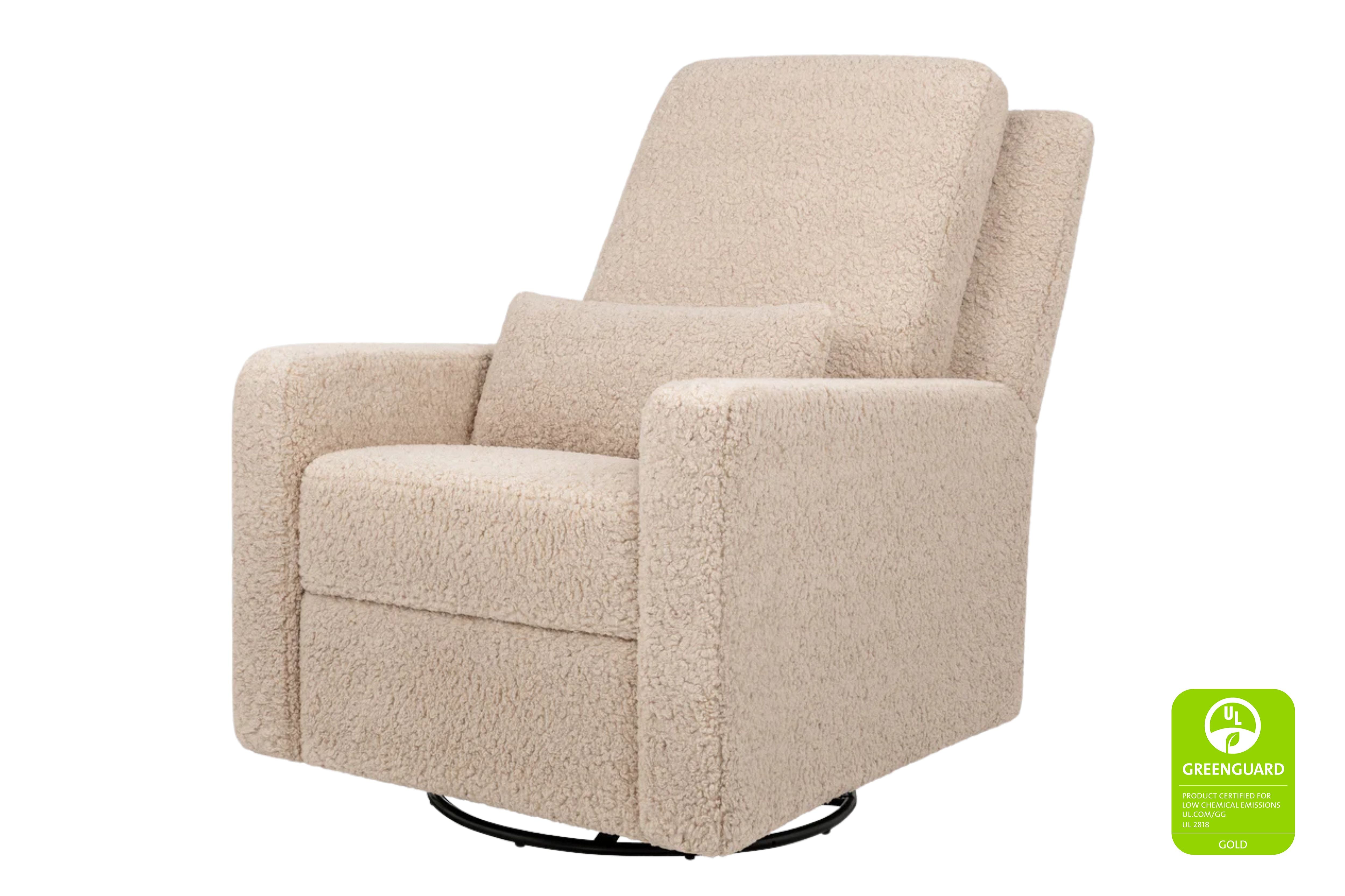 Sigi recliner and swivel glider in chai shearling #color_chai-shearling