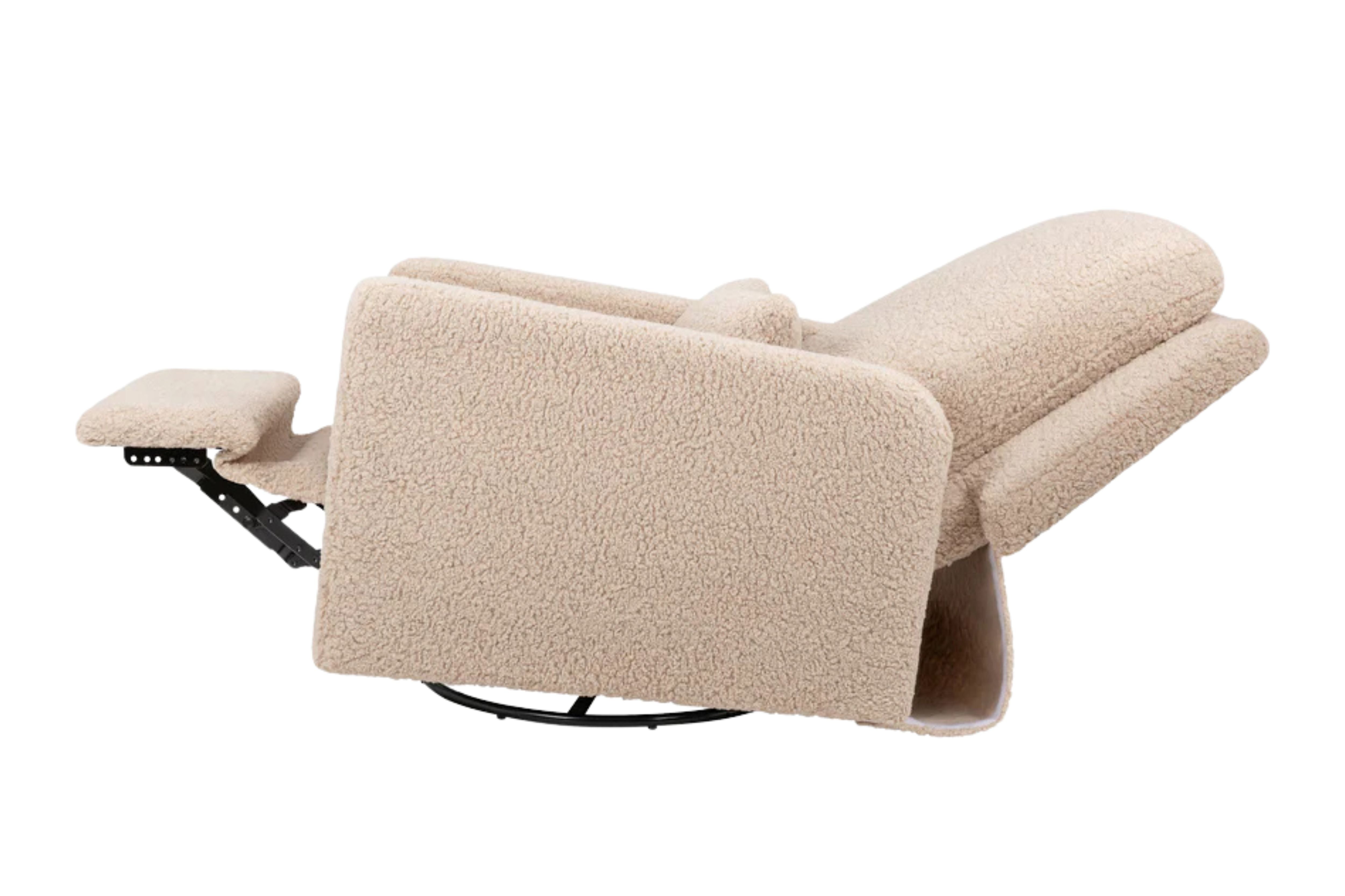 Sigi recliner and swivel glider in chai shearling #color_chai-shearling
