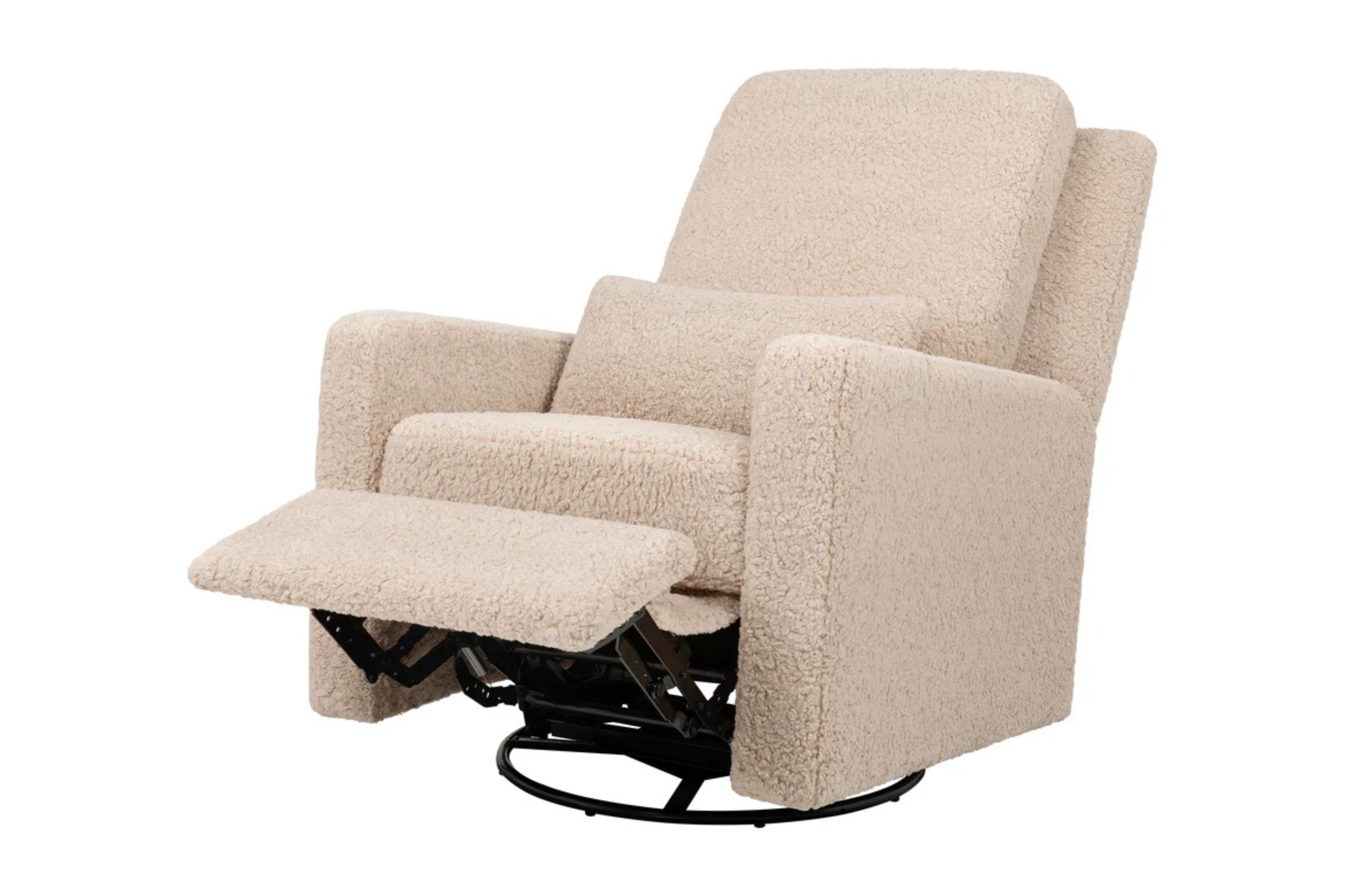 Sigi recliner and swivel glider in chai shearling #color_chai-shearling