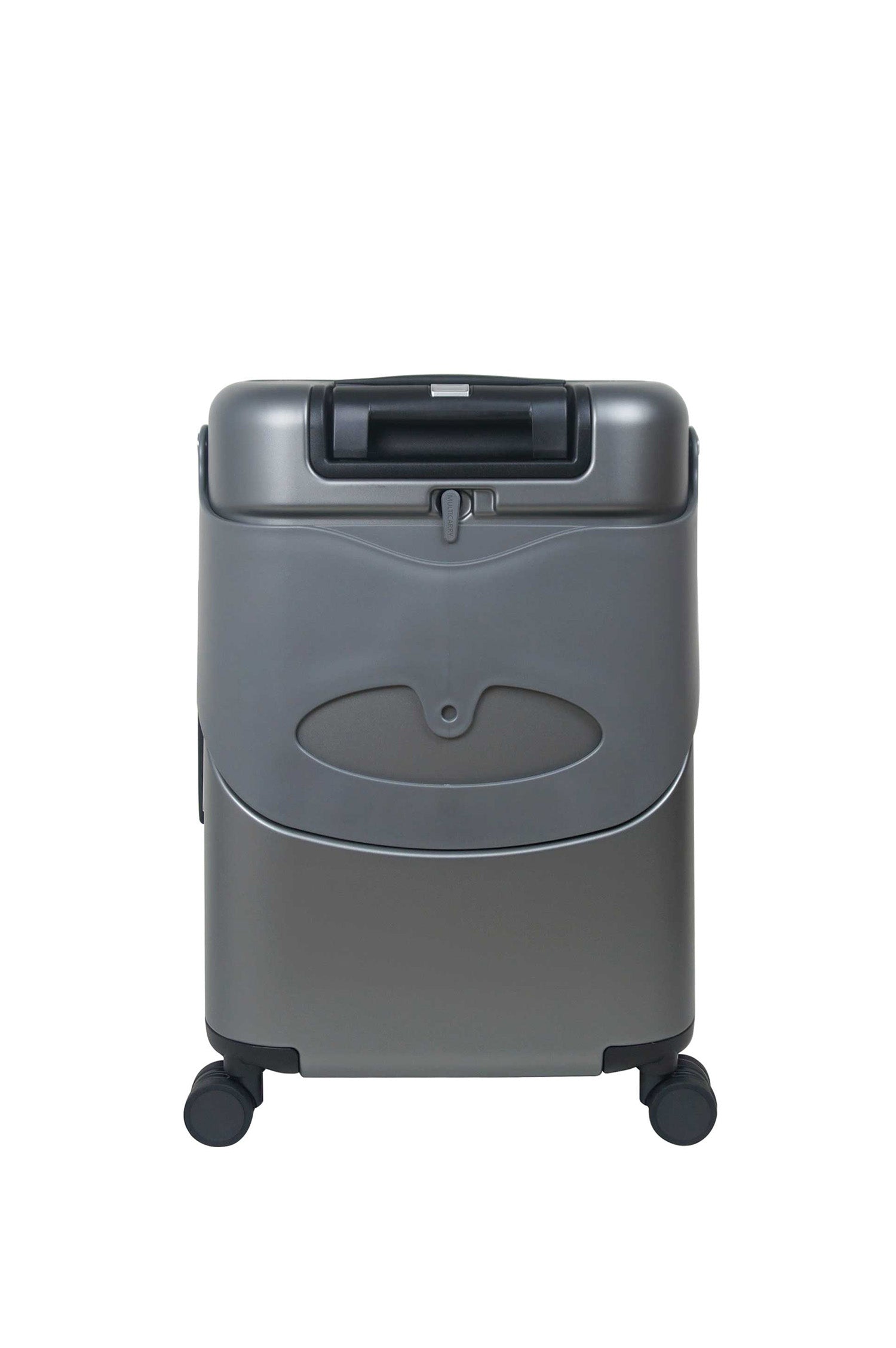 miamily charcoal grey luggage with ride-on seat folded 
