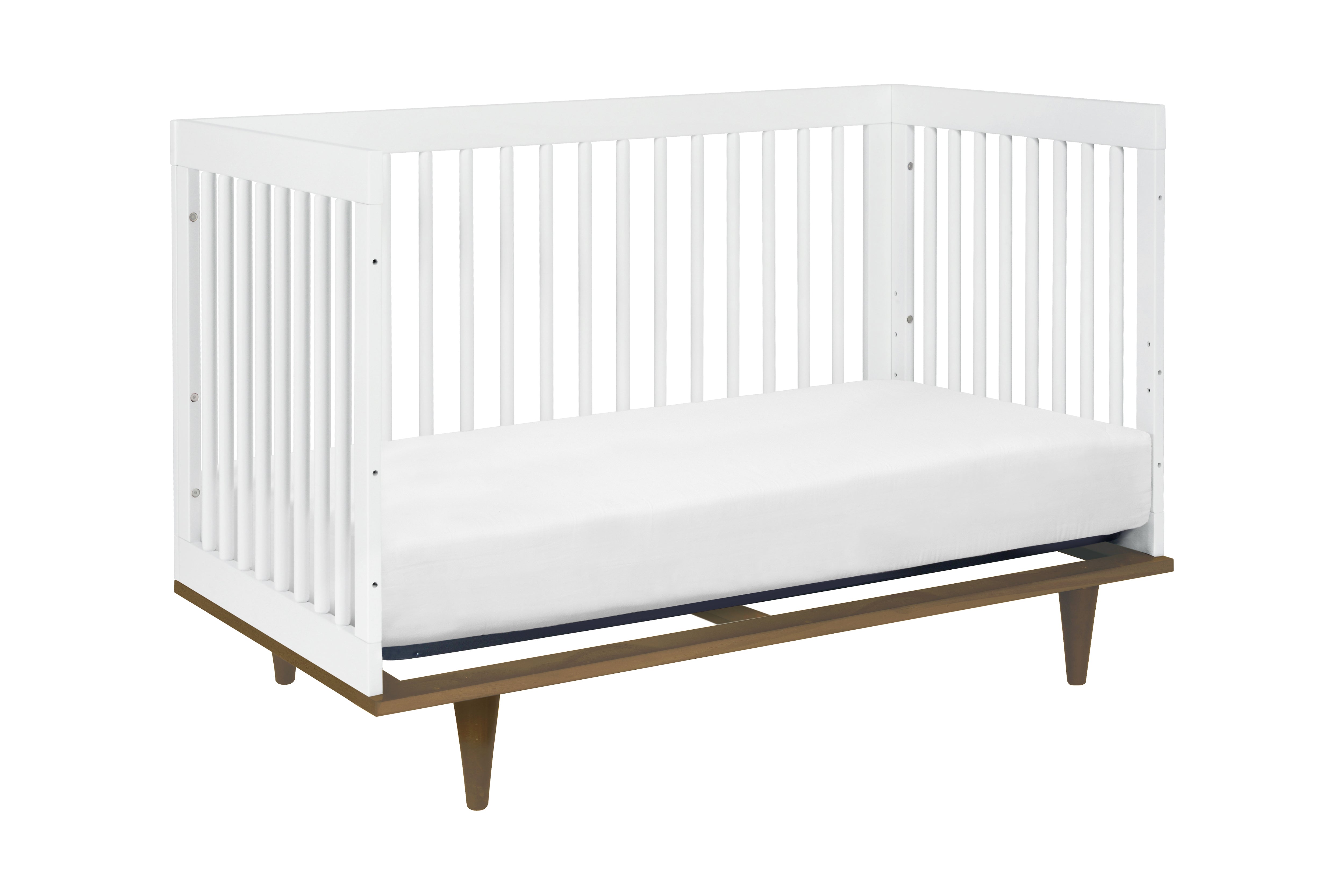 Babyletto Marley 3-in-1 Convertible Crib White Walnut#color_white-and-walnut