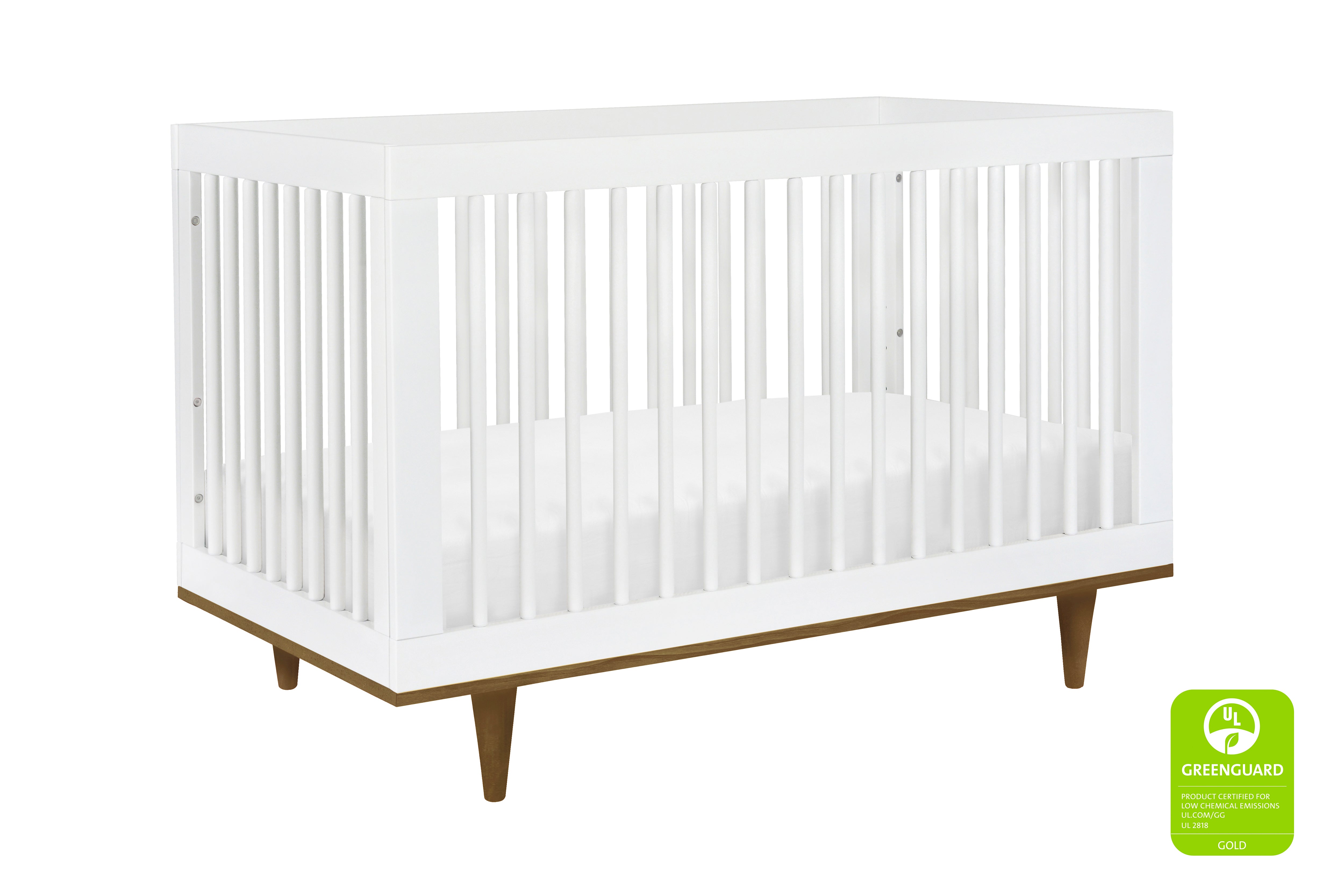 Babyletto Marley 3-in-1 Convertible Crib White Walnut#color_white-and-walnut
