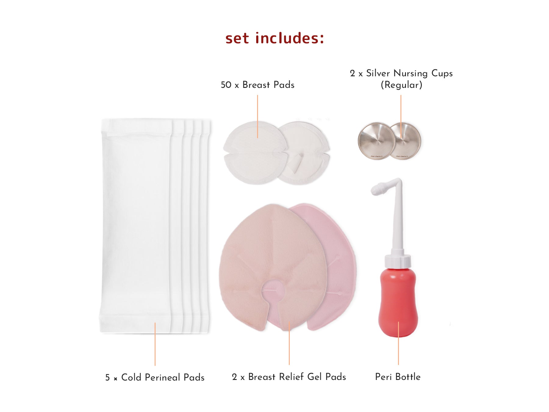 dear cherie postpartum recovery essentials flatlay