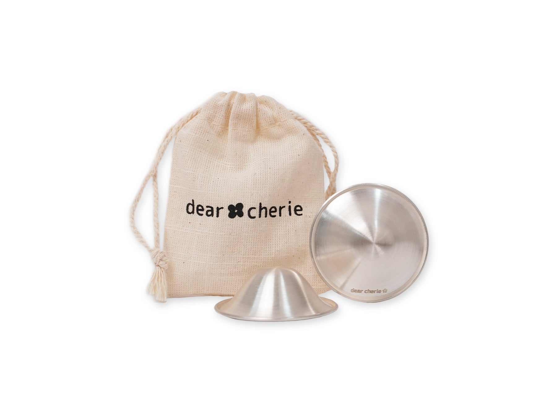 pair of 925 silver nursing cup with drawstring pouch