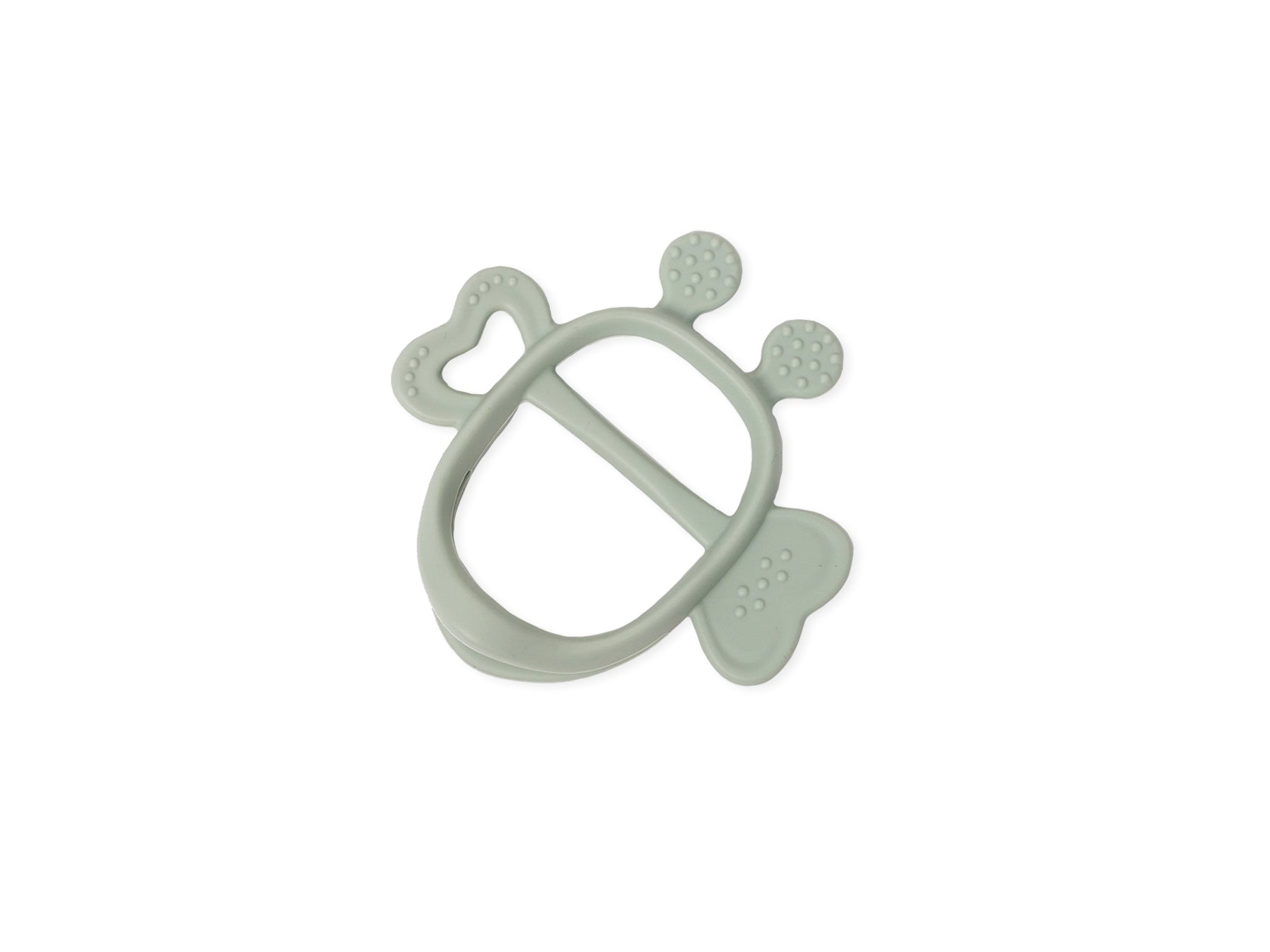baby silicone teething mitten bee design sage green