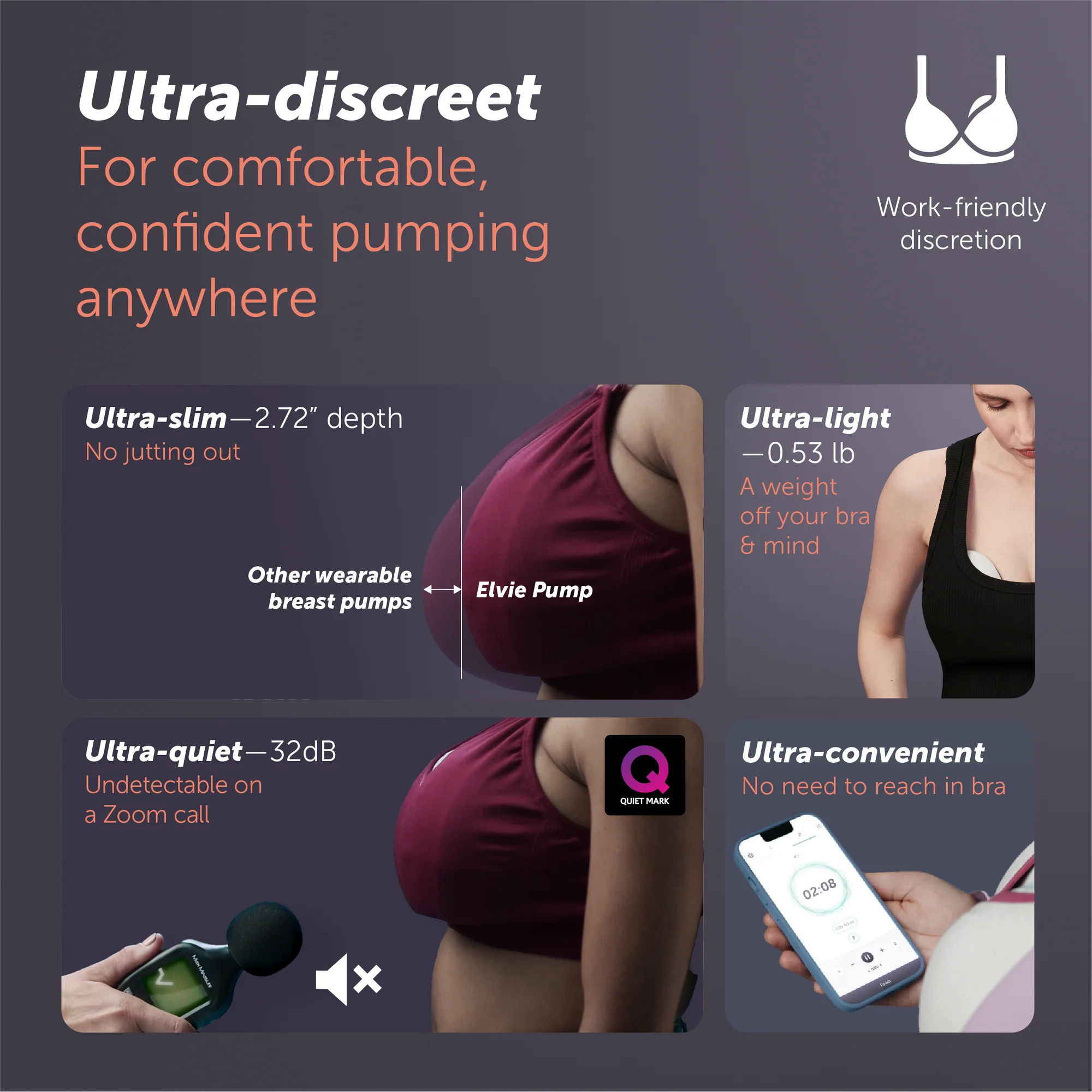 Elvie Pump Double - Ultra-Quiet, Ultra-Discreet Wearable Breast Pump