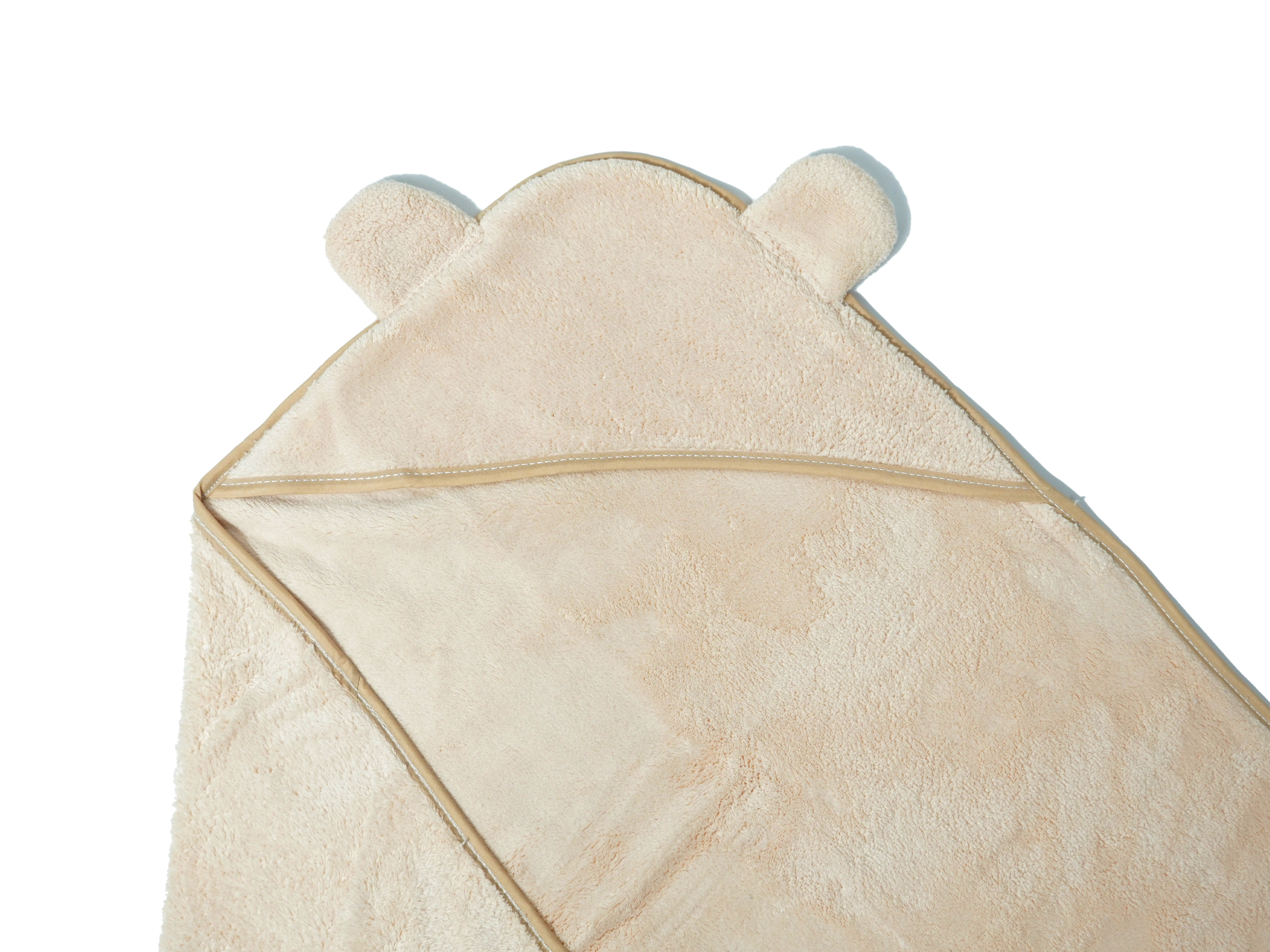 hooded baby bath towel in light cream