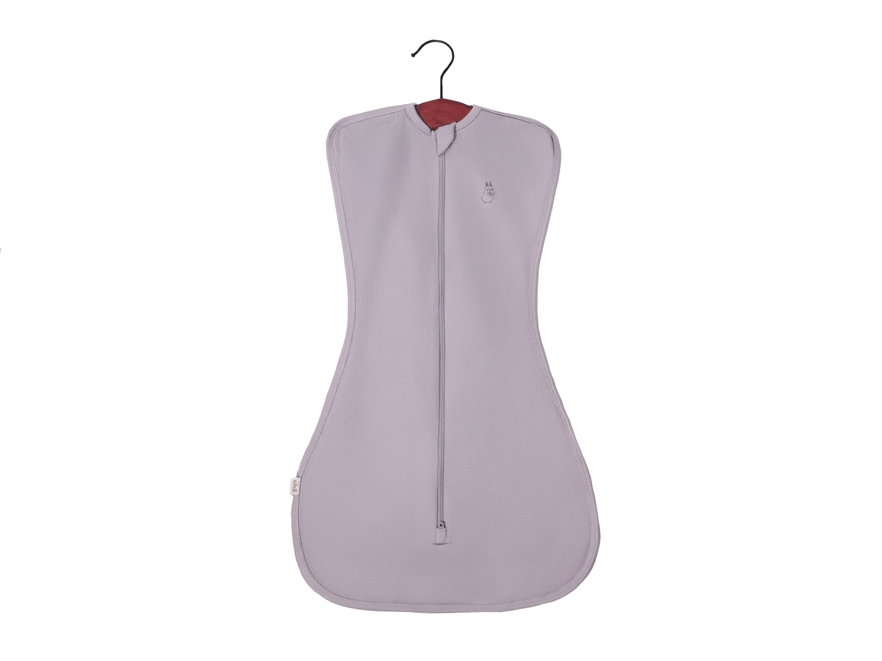 Light purple lavender swaddle bag on a hanger