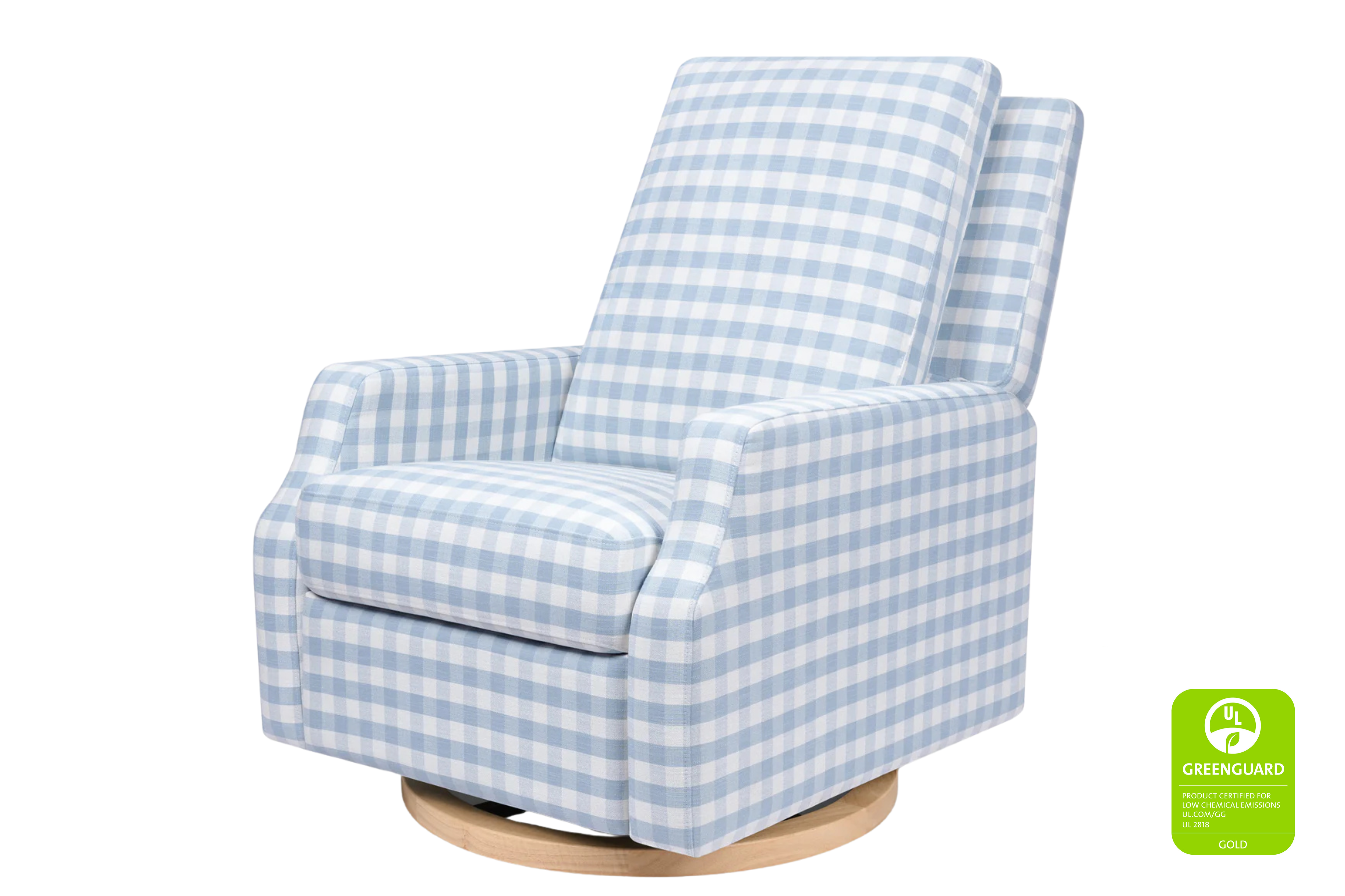 Namesake Crewe Recliner Nursing Chair in Blue Gingham #color_blue-gingham