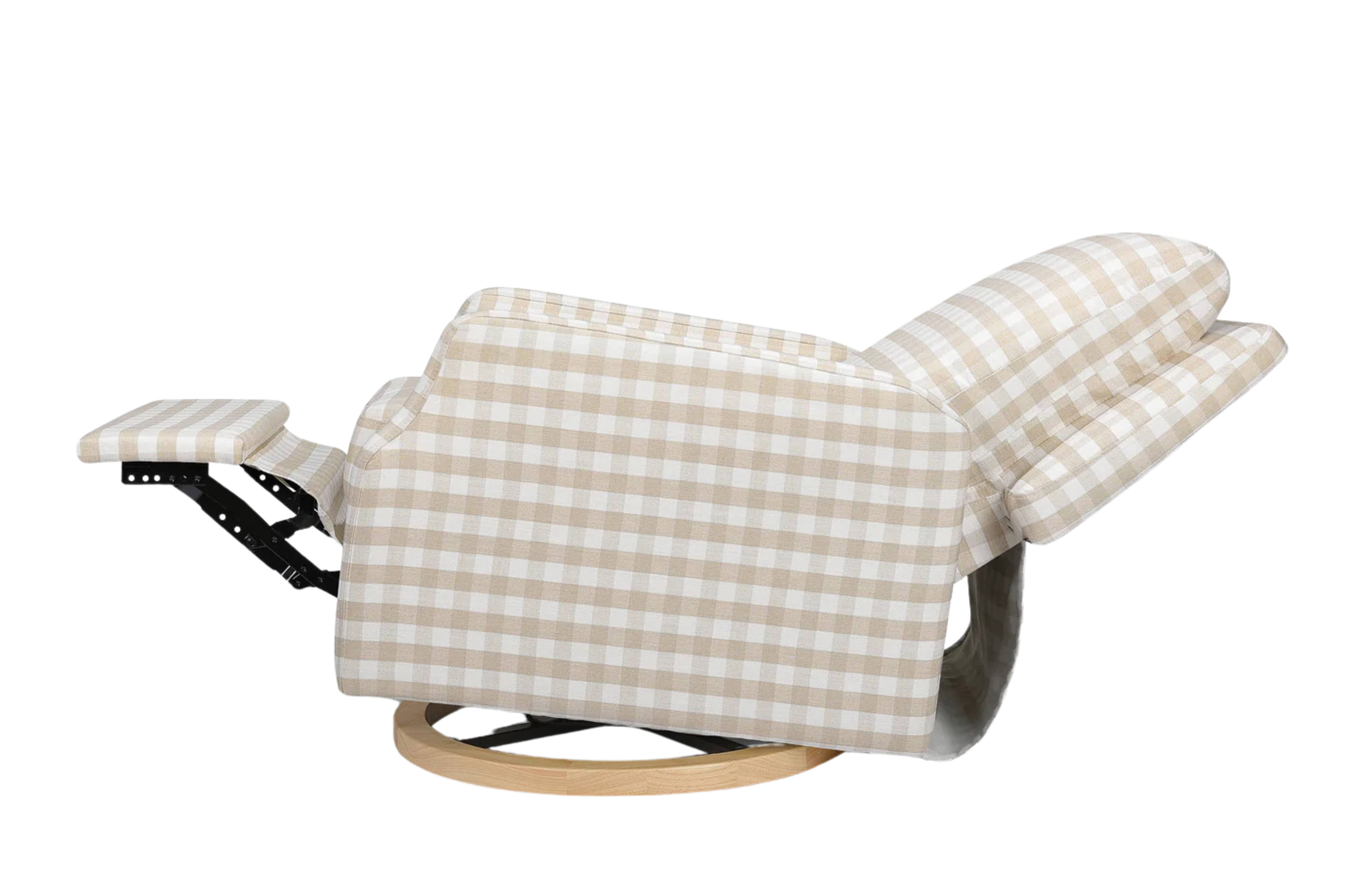 Namesake Crewe Recliner Nursing Chair in Tan Gingham #color_tan-gingham