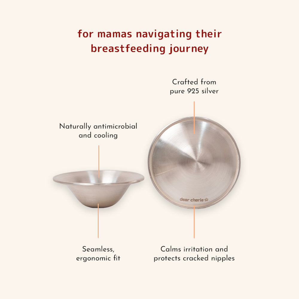 Graphic highlighting the silver cups's key features and benefits