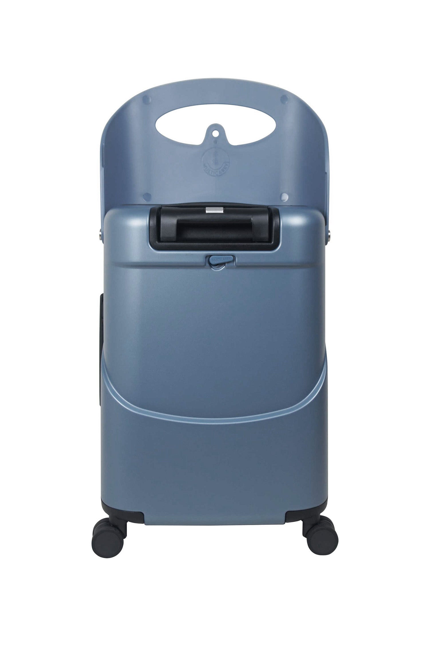 Miamily Slate Blue Carry On Luggage 18" with seat up, back view