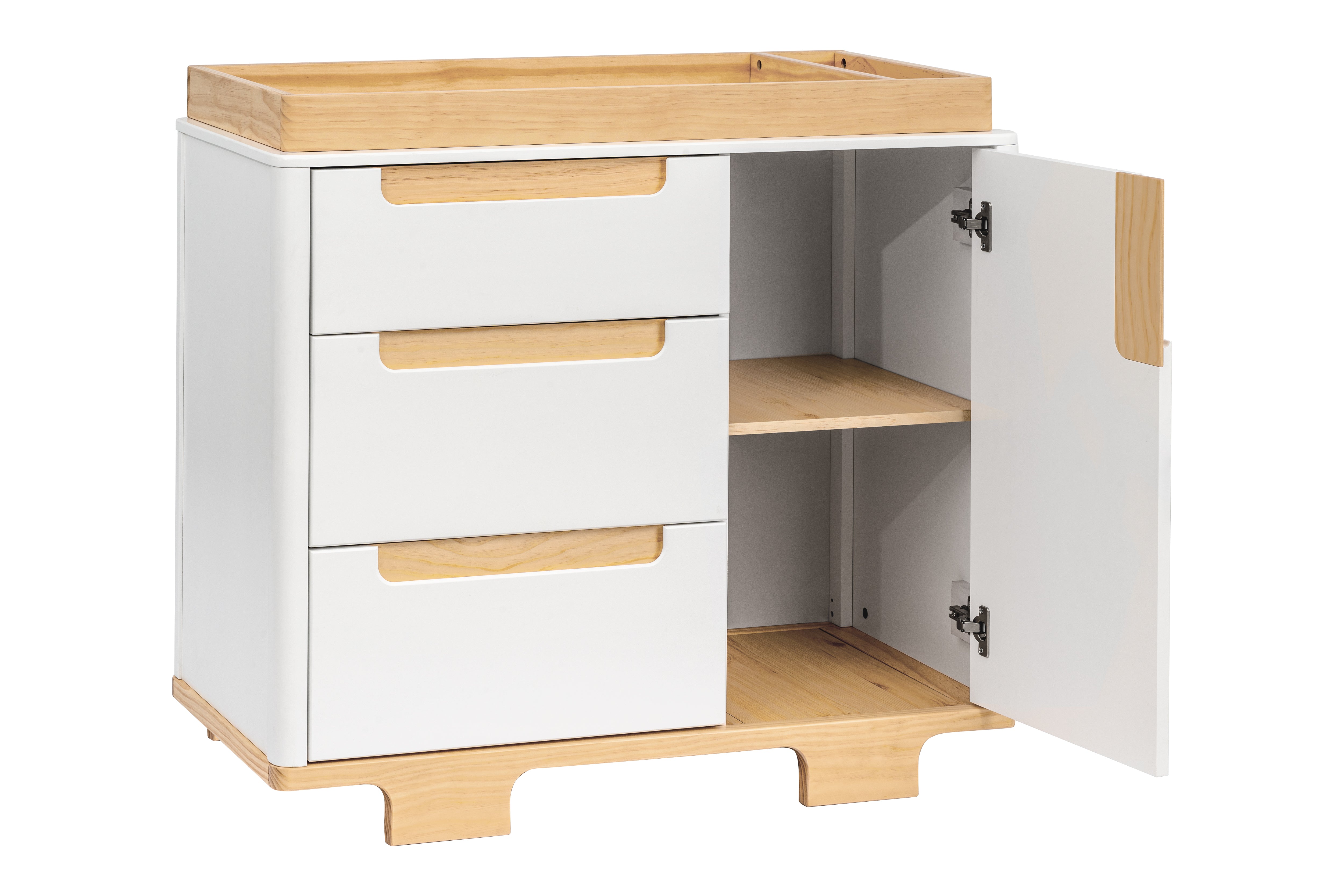 Babyletto Yuzu 3-Drawer Dresser White and Natural#color_white-and-natural