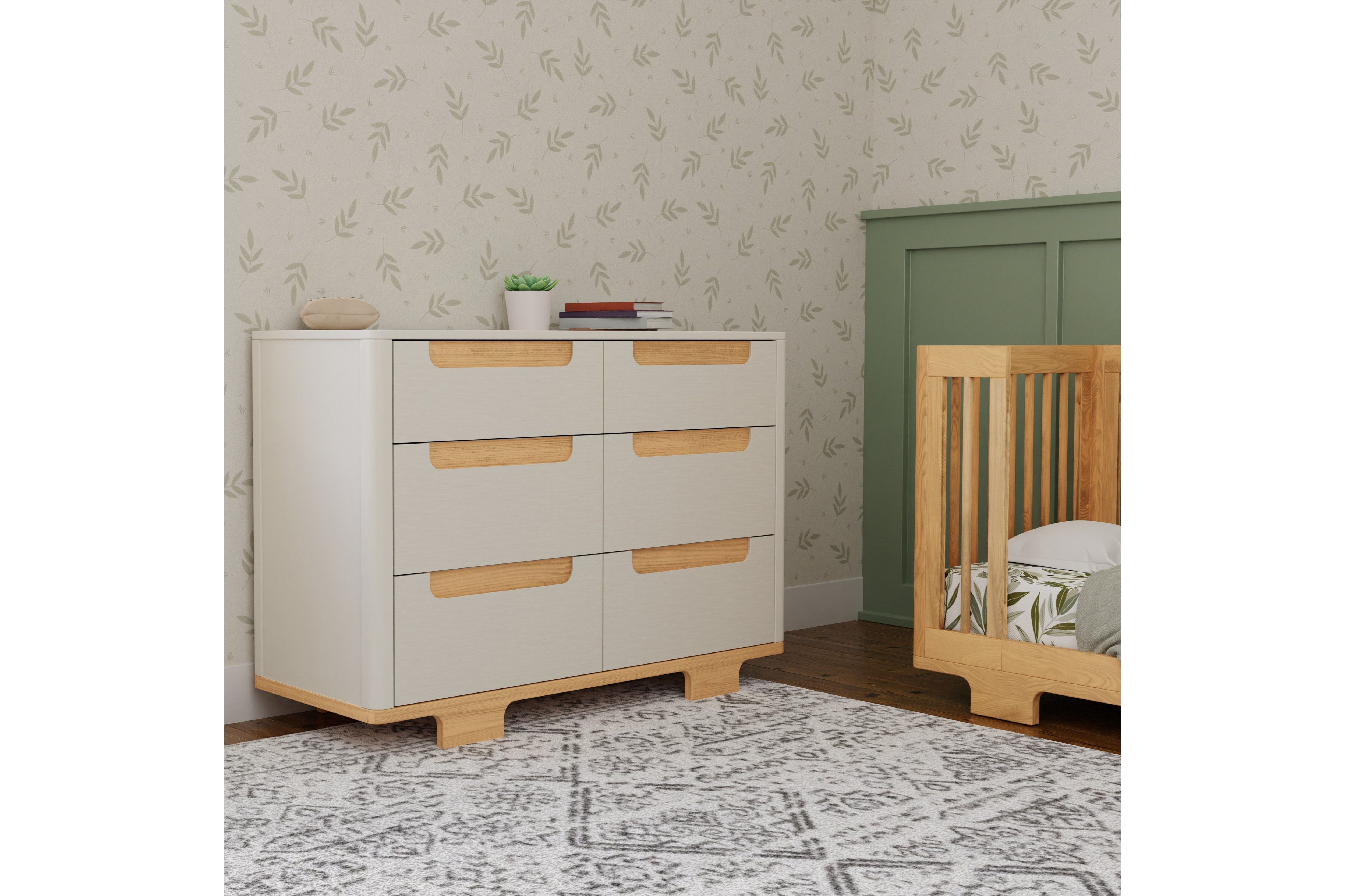 Babyletto Yuzu 6-Drawer Dresser White Natural#color_white-and-natural