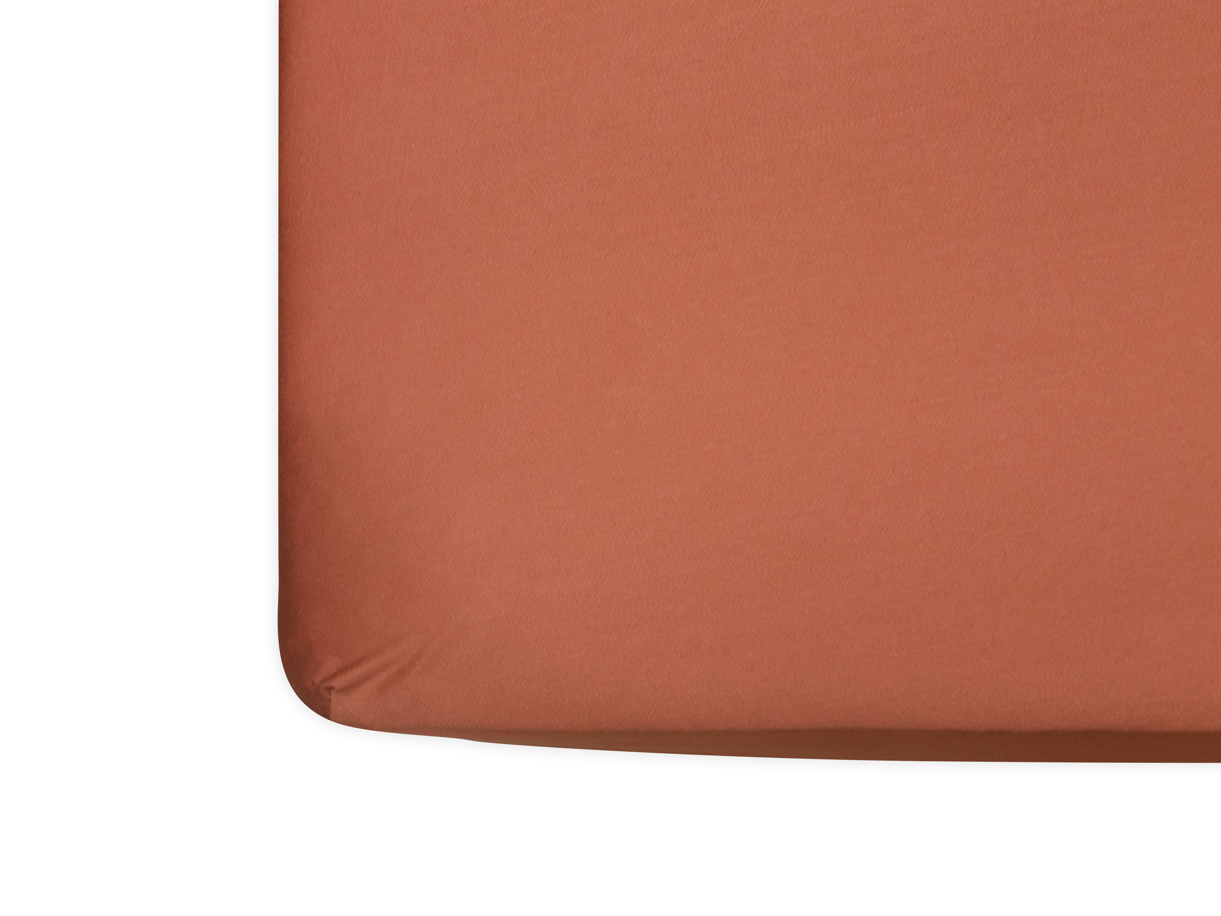 Close up of cho bamboo baby cot sheet in Apricot