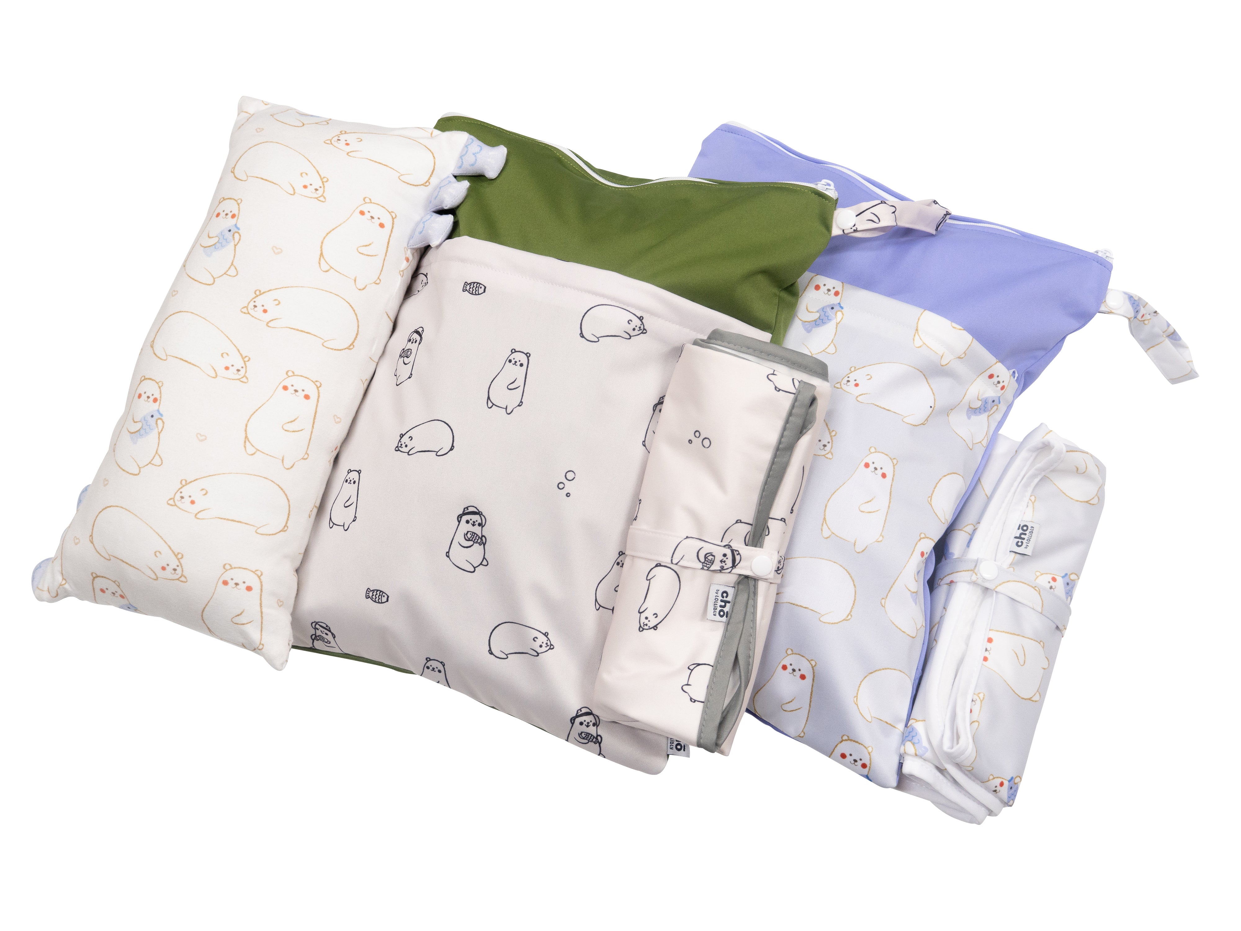 cho maru bear bundle with cho cushion wet bag and changing mats