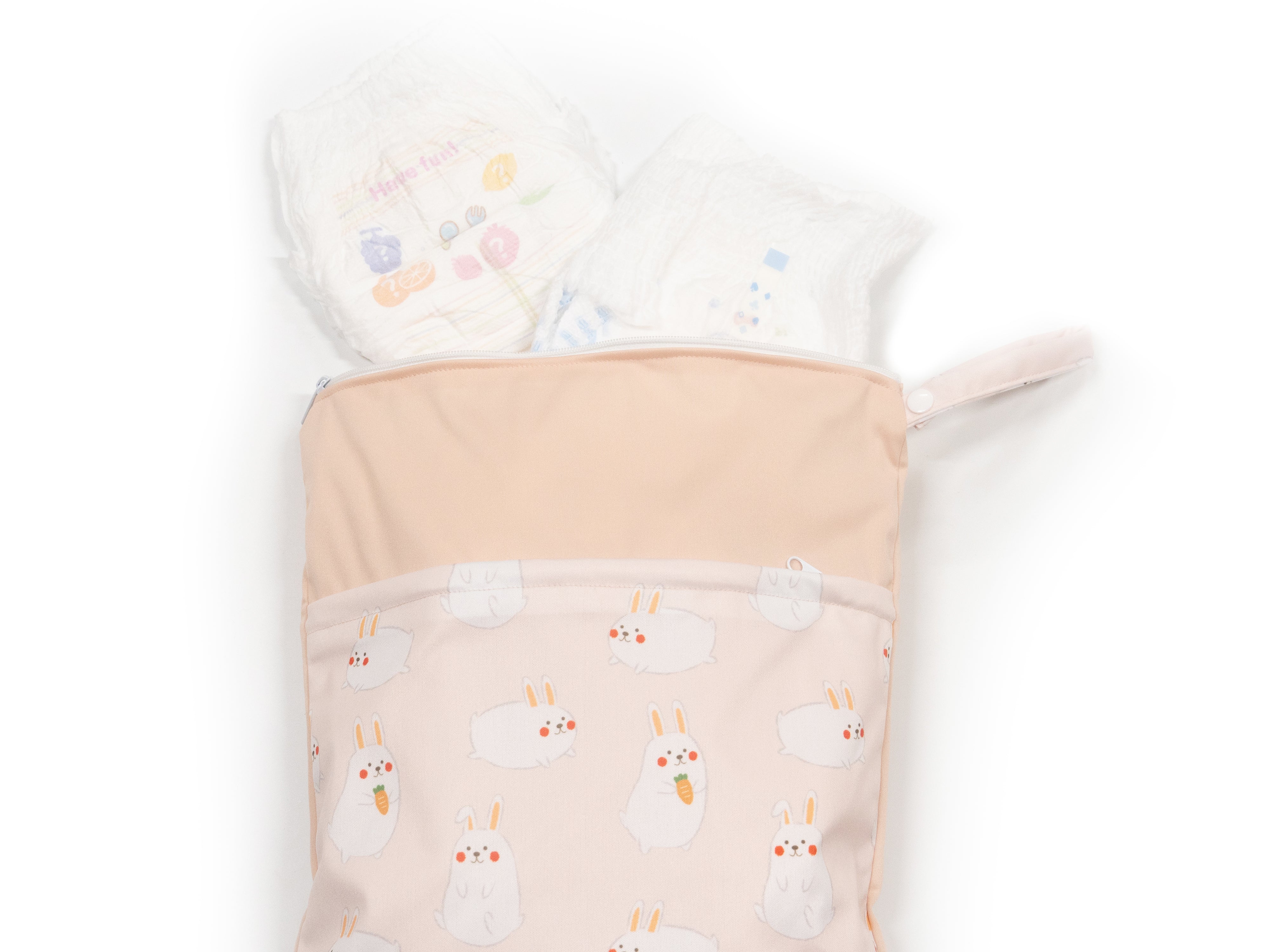 momo bunny frost waterproof wet bag with diapers