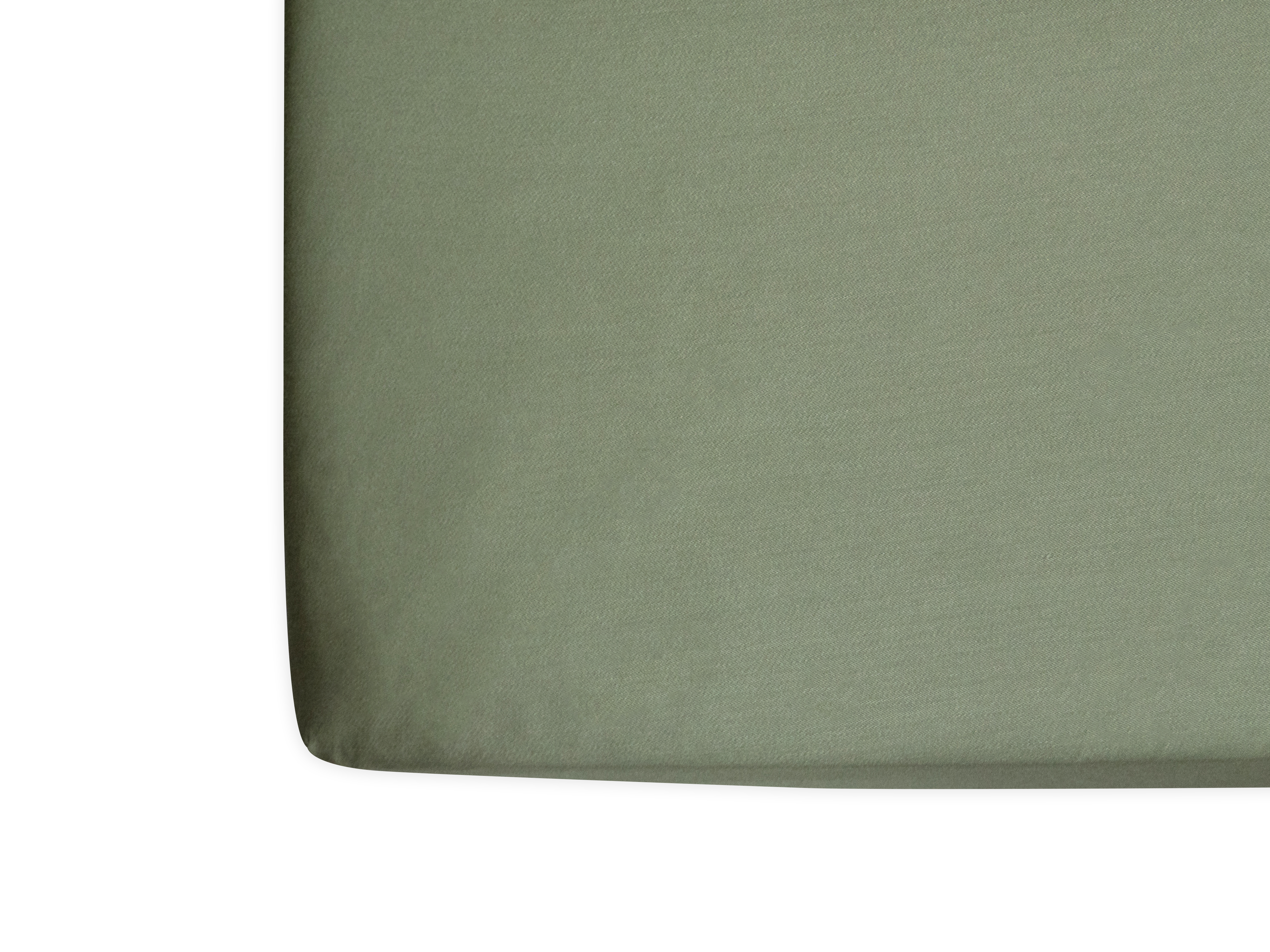 Close up of cho bamboo baby cot sheet in Olive