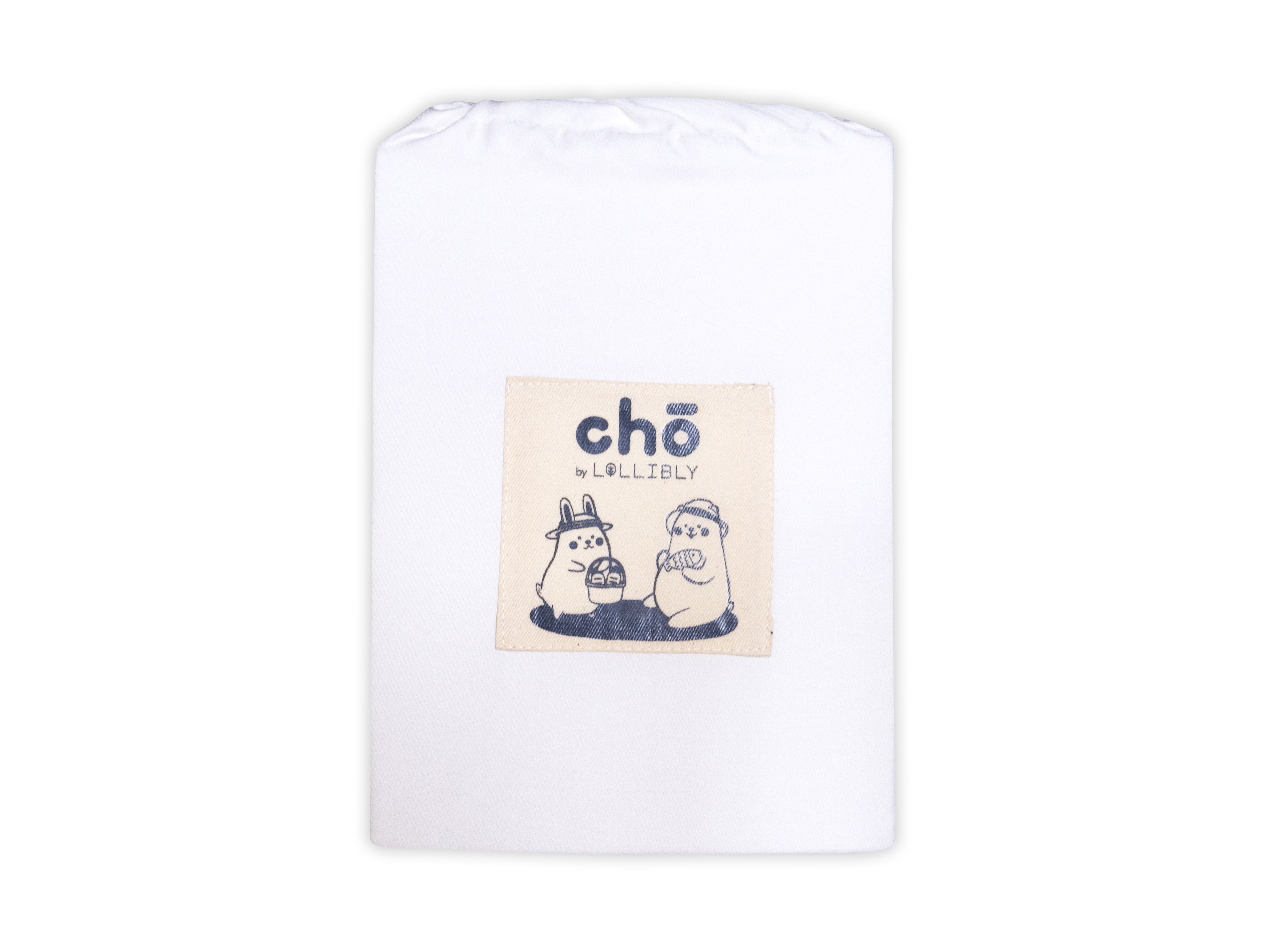 White cho crib and cot sheet in packaging