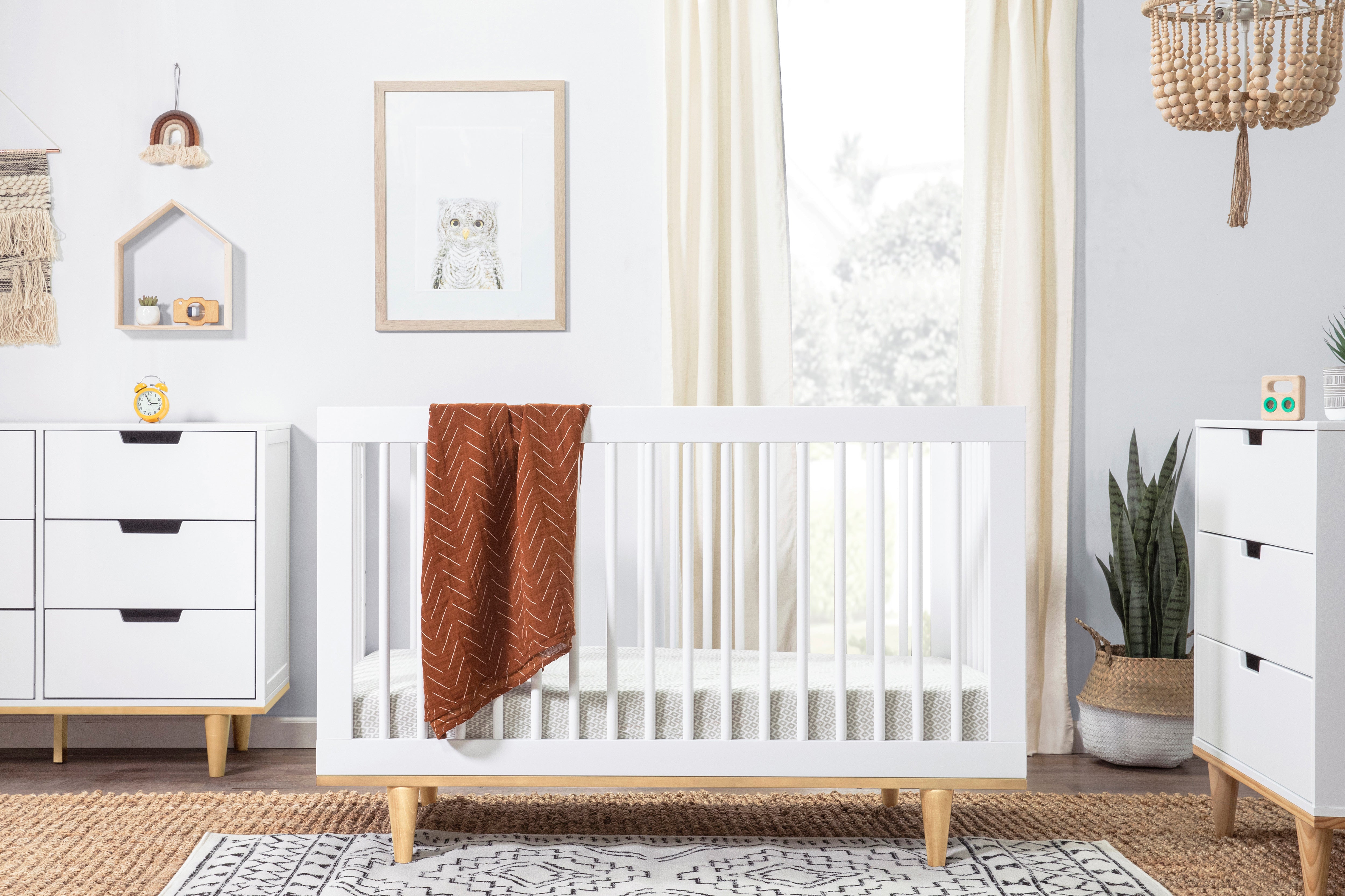 Babyletto Marley 3-in-1 Convertible Crib White Natural#color_white-and-natural