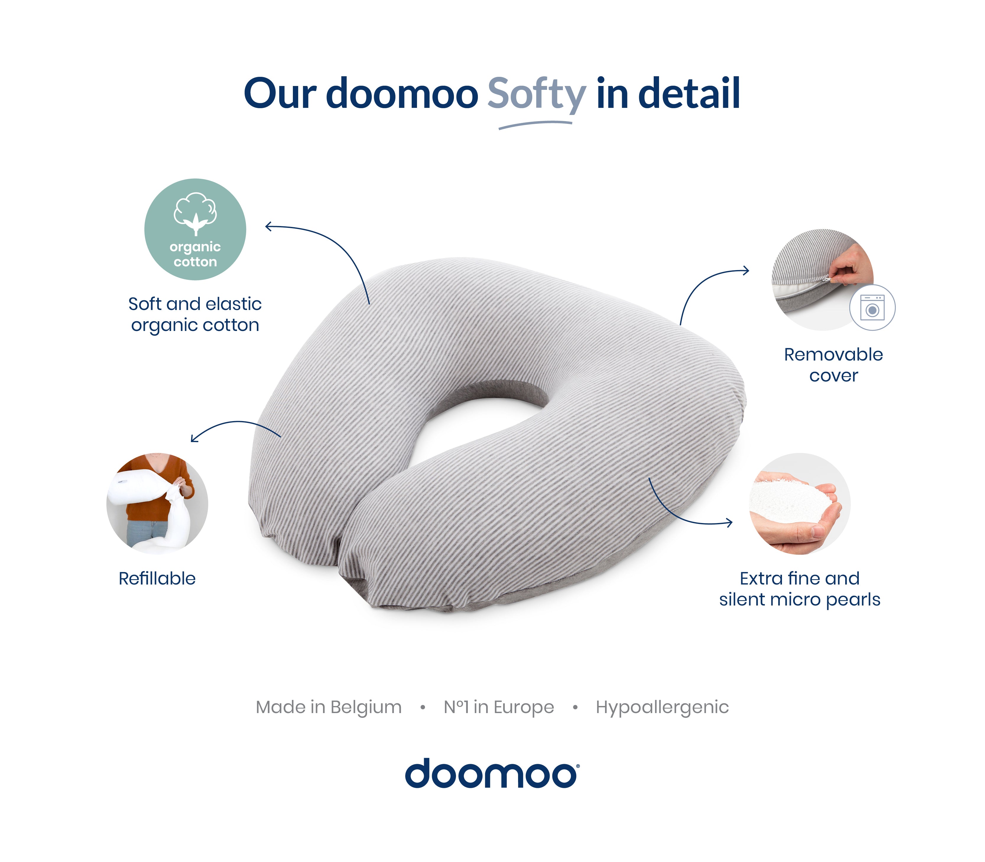 details about doomoo softy 2-in-1 multi-functional pillow for nursing and lounging