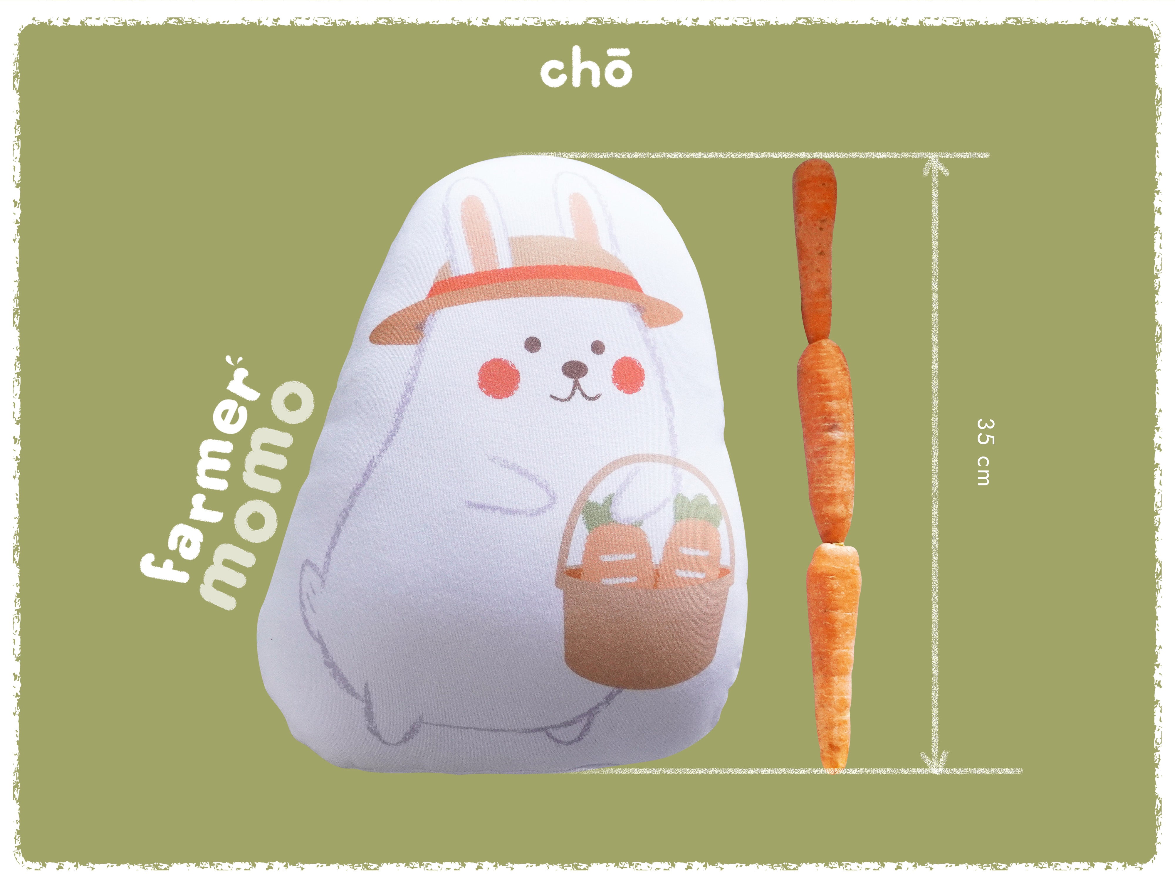 farmer momo bunny size comparison with three carrots