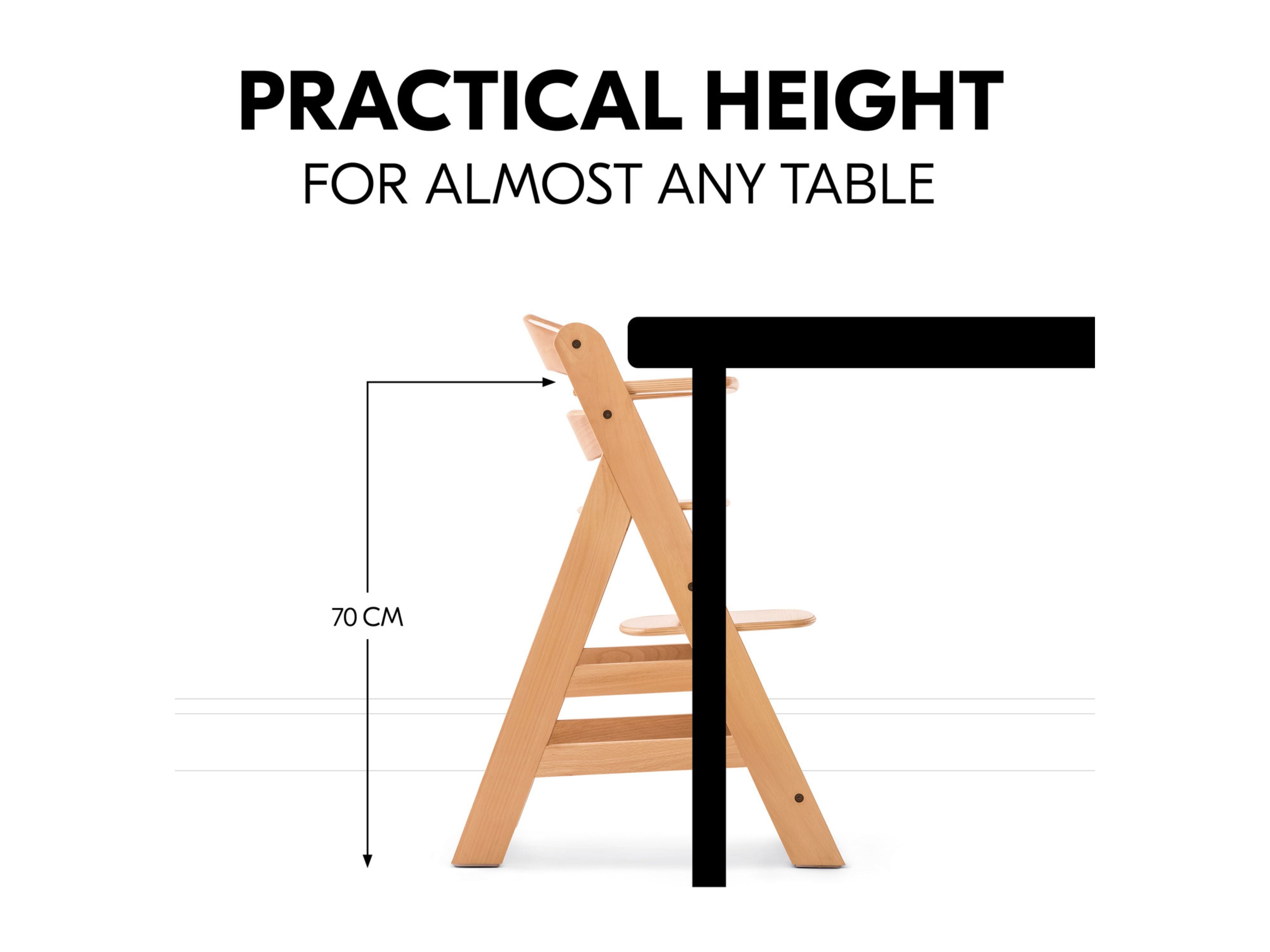 hauck alpha high chair practical height for any table