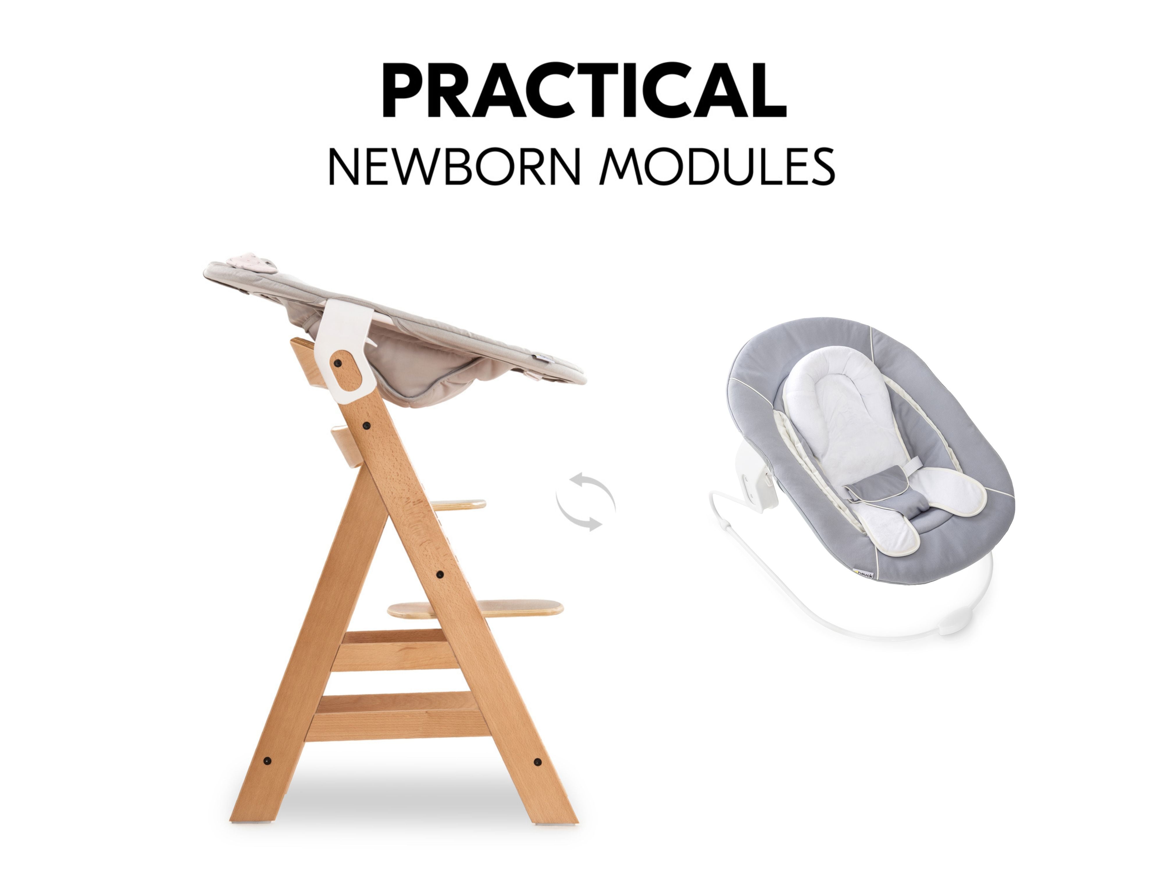 hauck alpha high chair with practical newborn modules