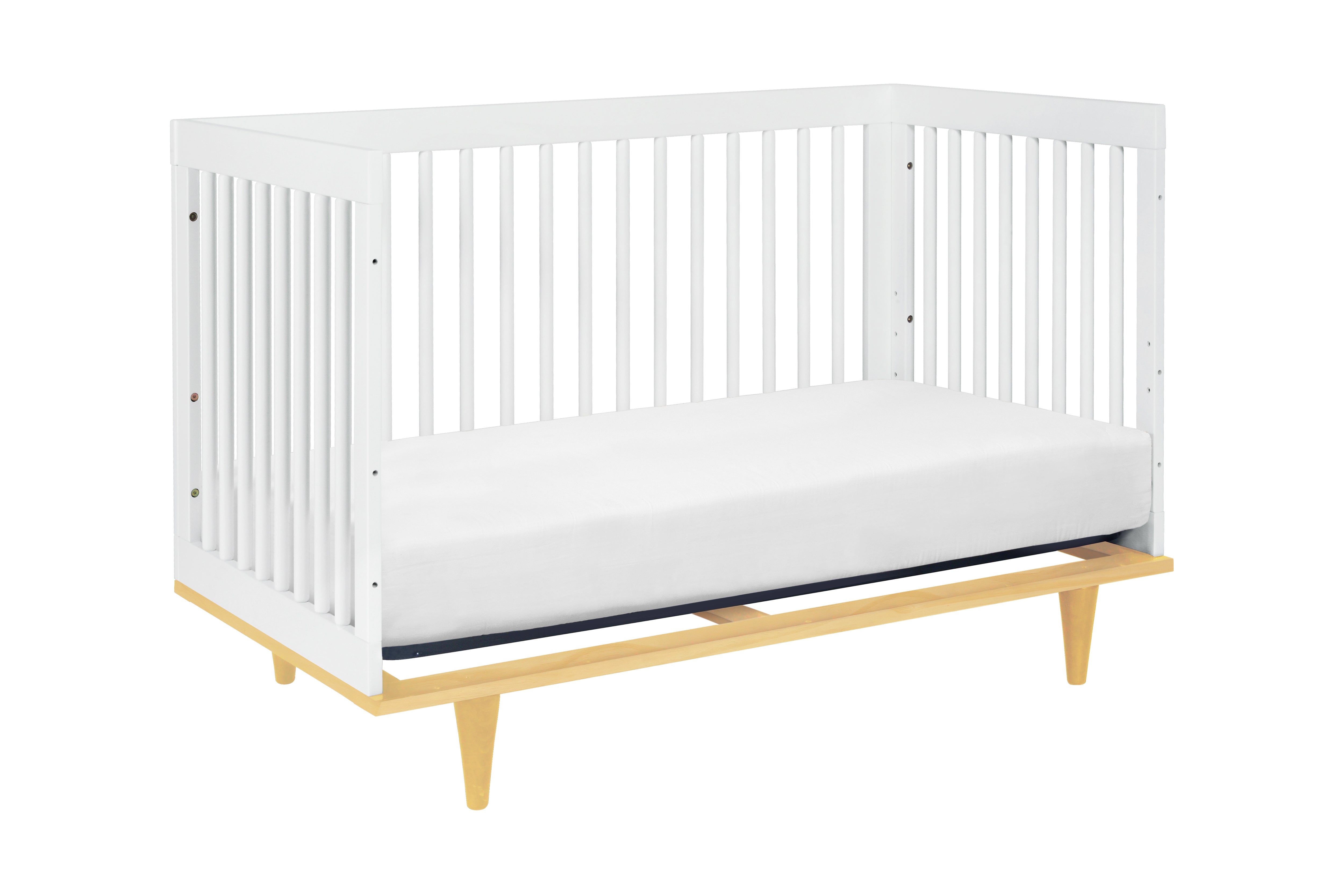 Babyletto Marley 3-in-1 Convertible Crib White Natural#color_white-and-natural