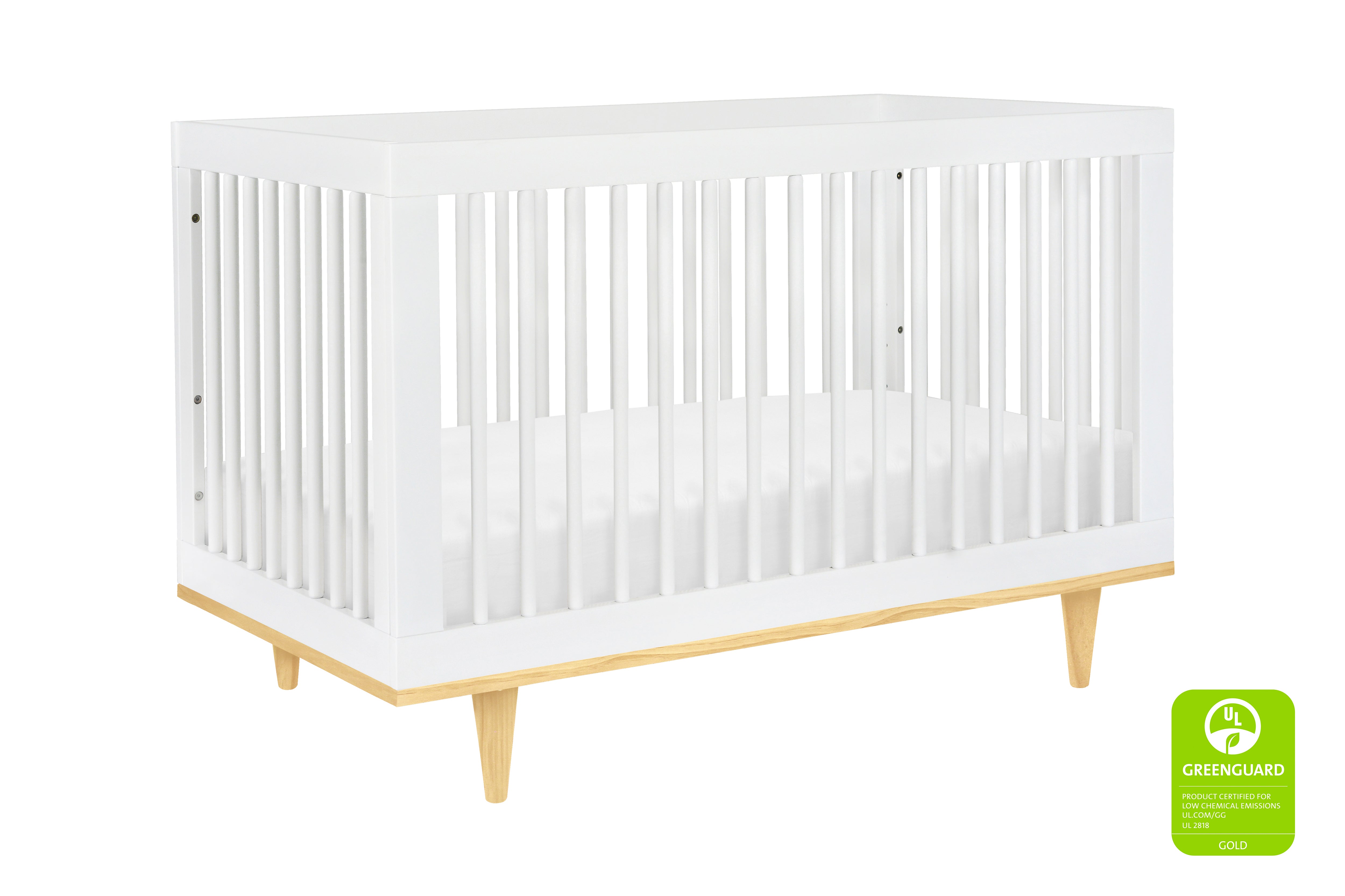 Babyletto Marley 3-in-1 Convertible Crib White Natural#color_white-and-natural