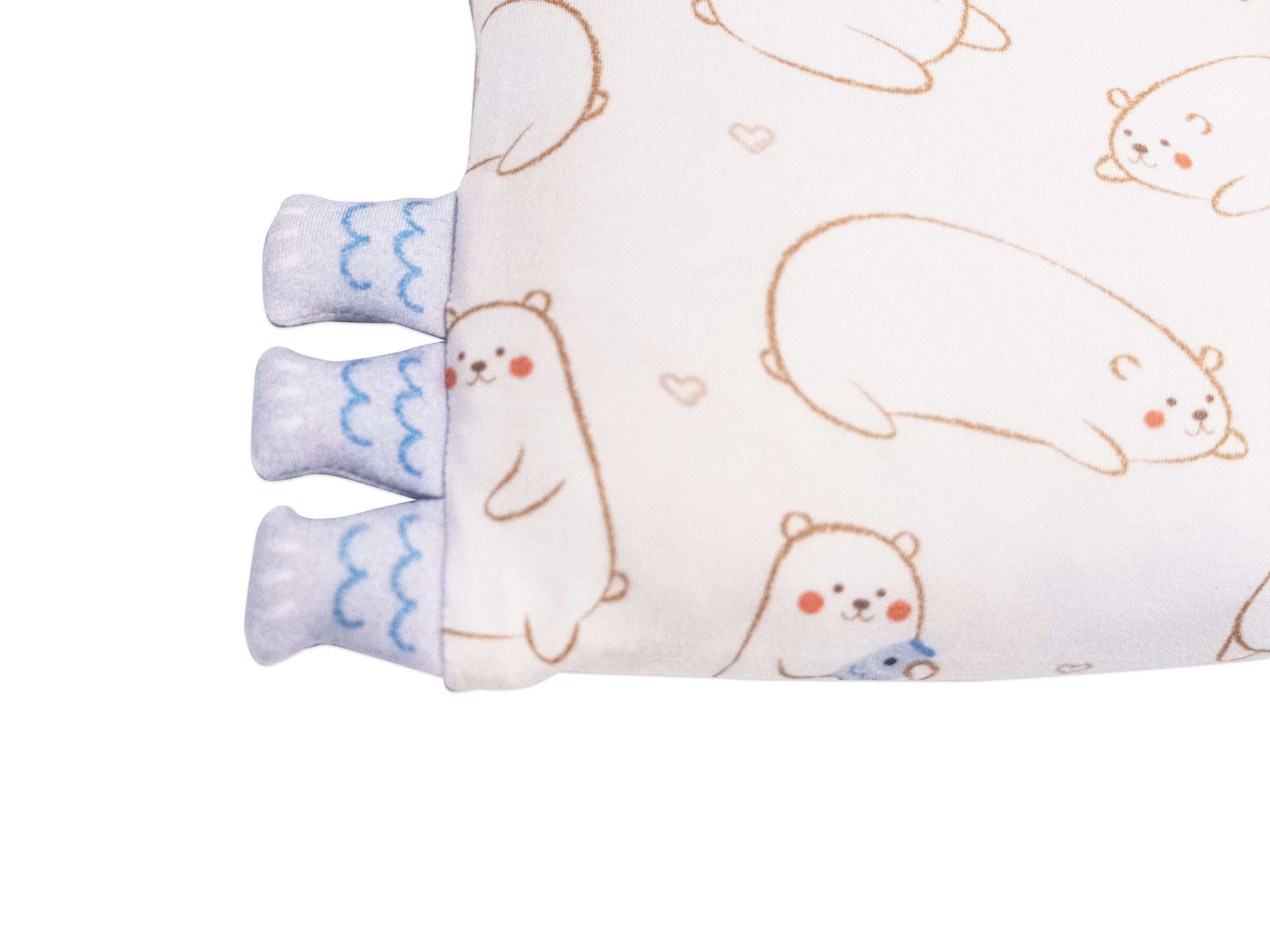 close up on cho pillow fish buntings designed for teething babies