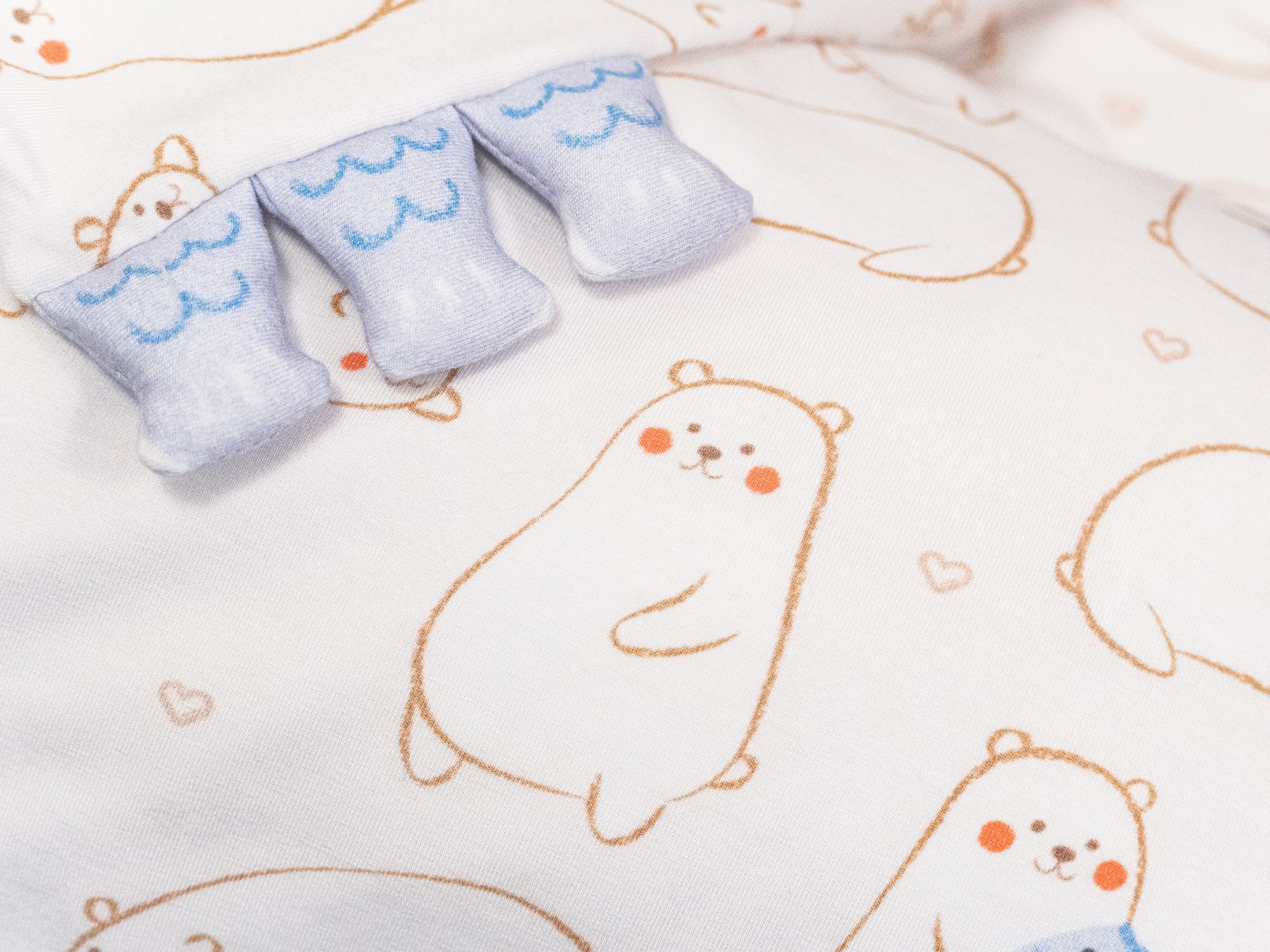 close up on cho maru bear design and fish buntings