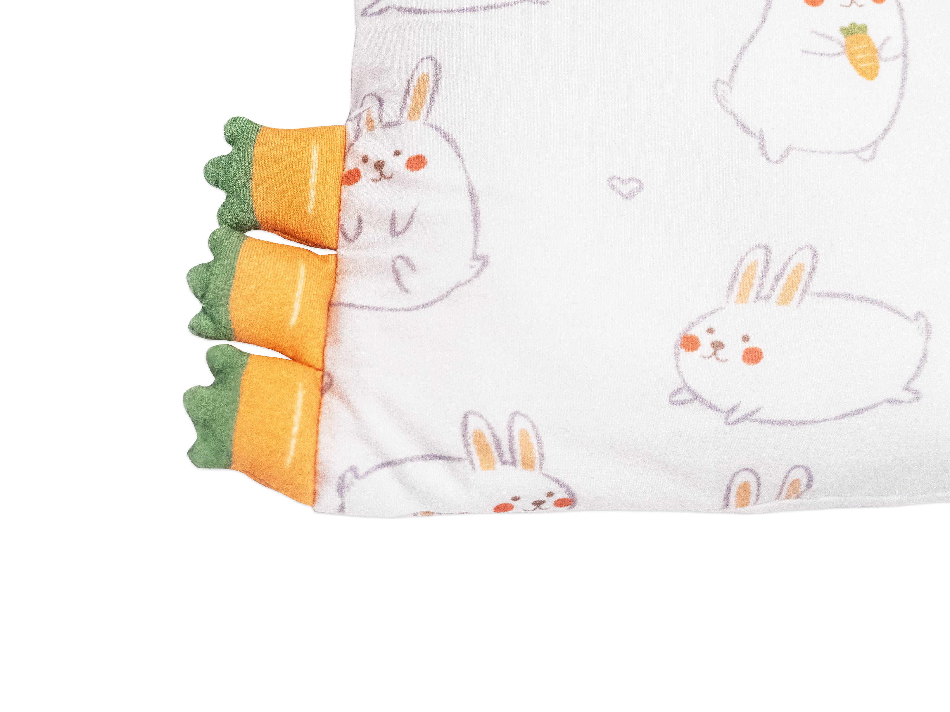 close up of carrot buntings designed for teething babies