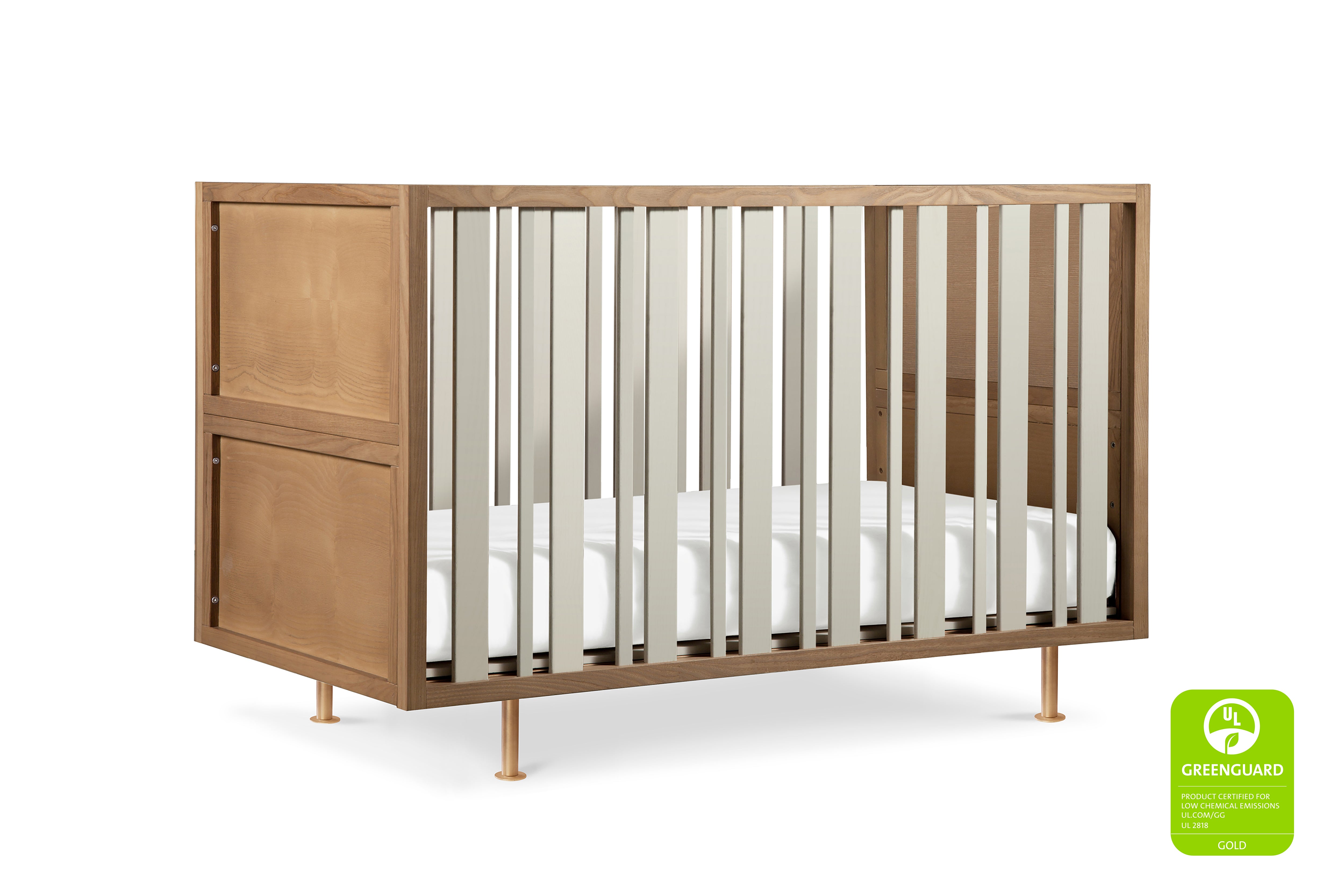 Nursery Works Novella 3-in-1 Convertible Crib Stained Ash Ivory#color_stained-ash-and-ivory