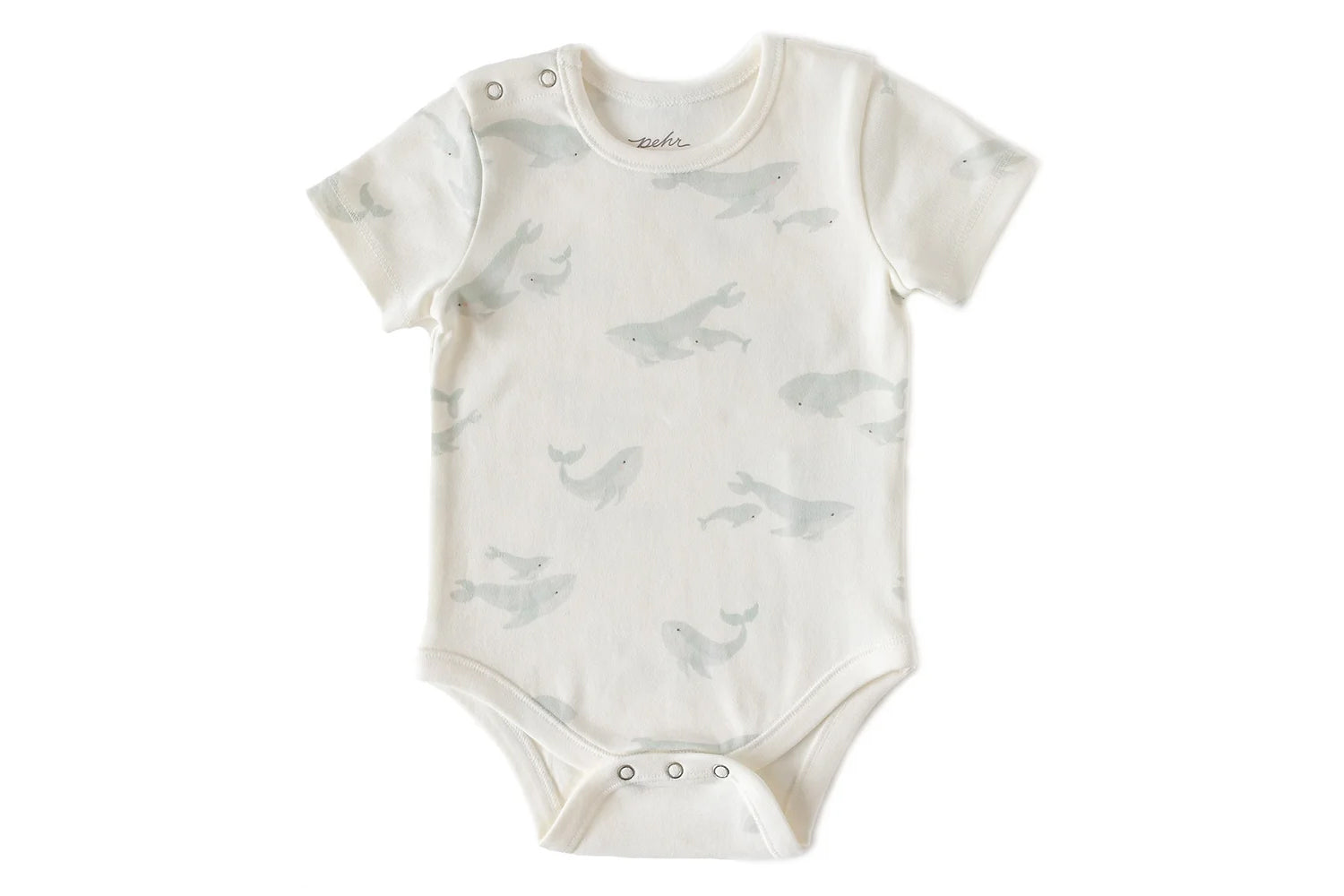 pehr follow me whale organic cotton short sleeve snap one-piece
