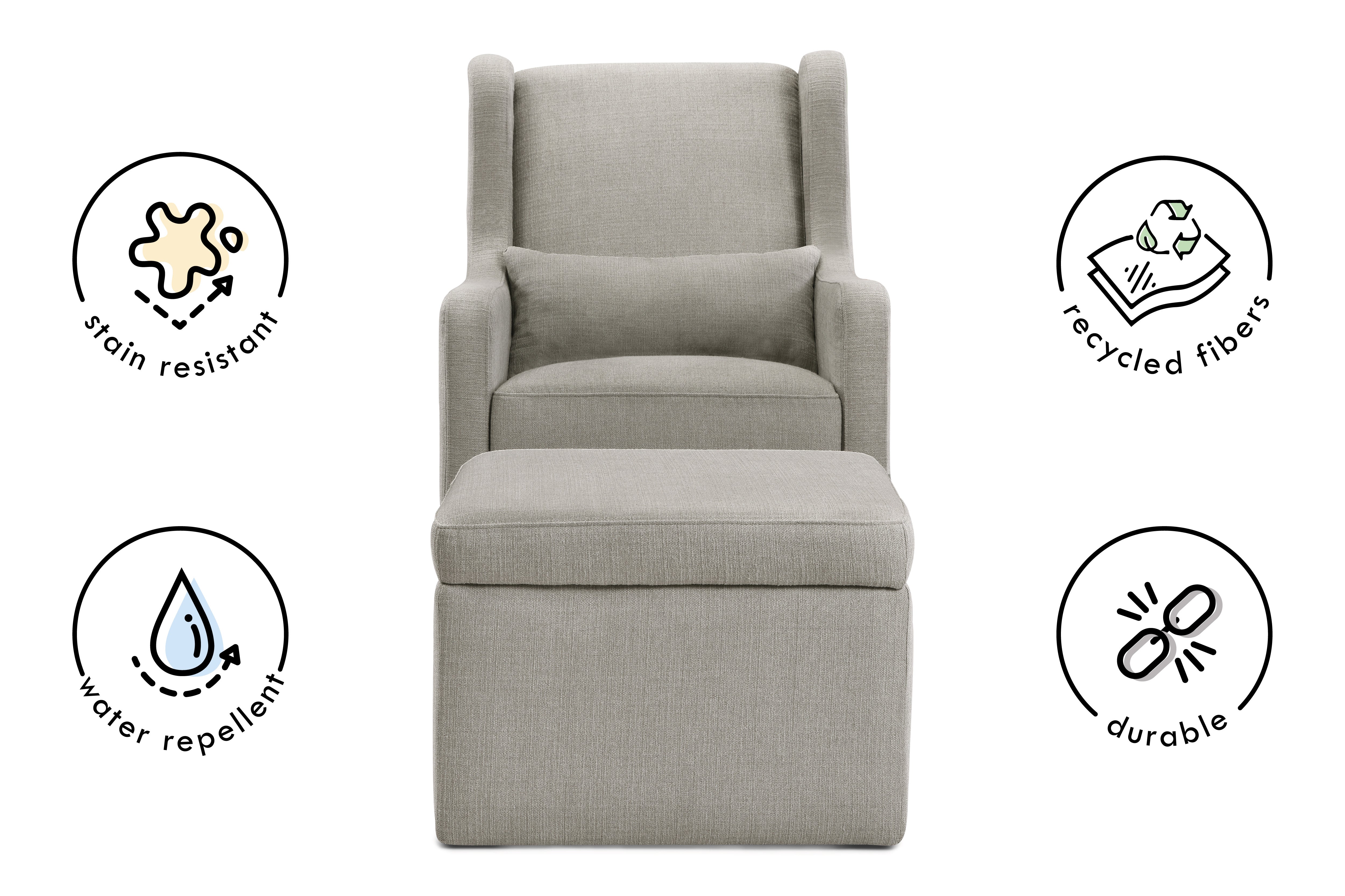 davinci baby adrian glider eco performance nursing chair#color_performance-grey-linen